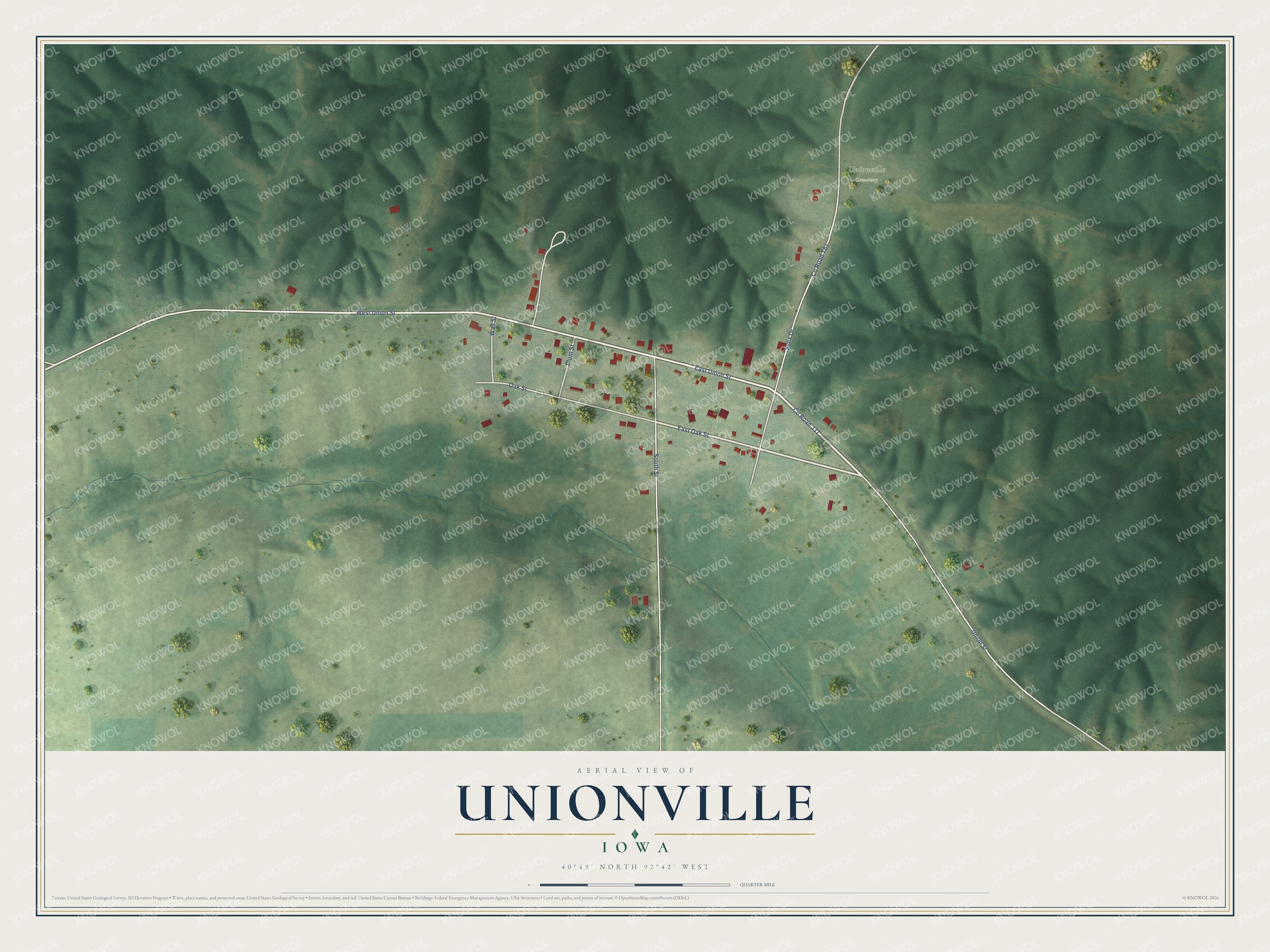 Watermarked full-map preview of Unionville, Iowa