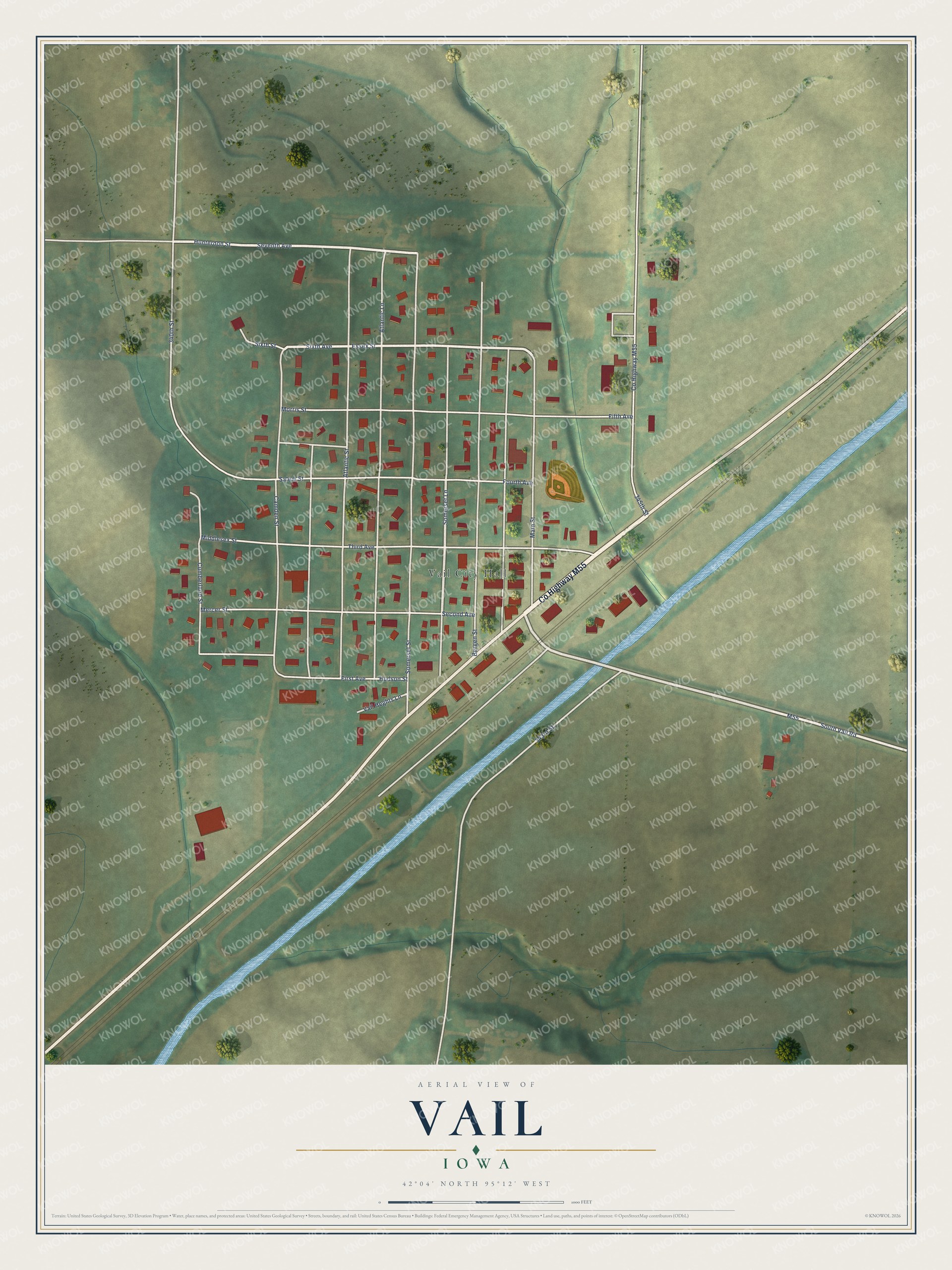 Watermarked full-map preview of Vail, Iowa