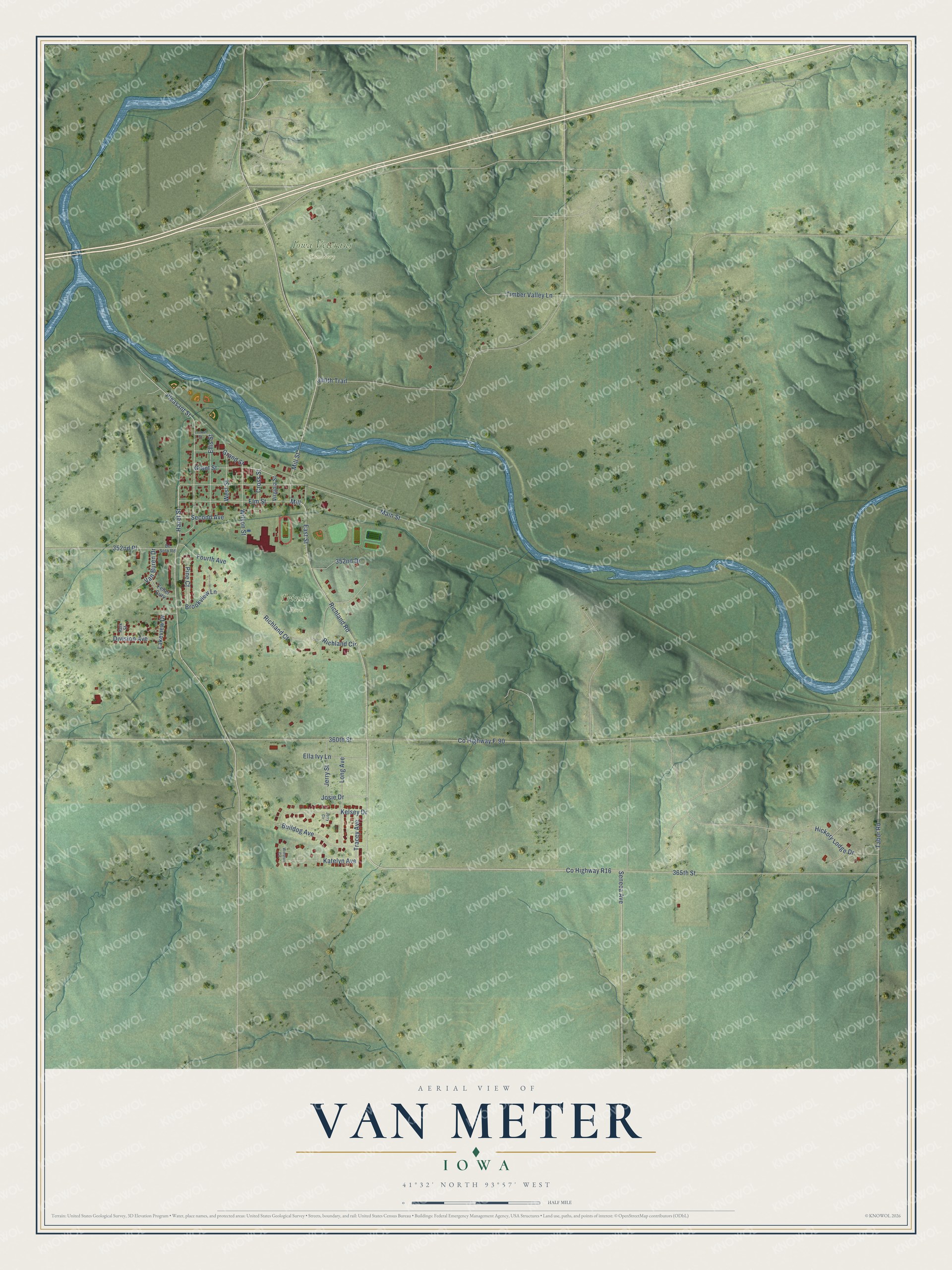 Watermarked full-map preview of Van Meter, Iowa