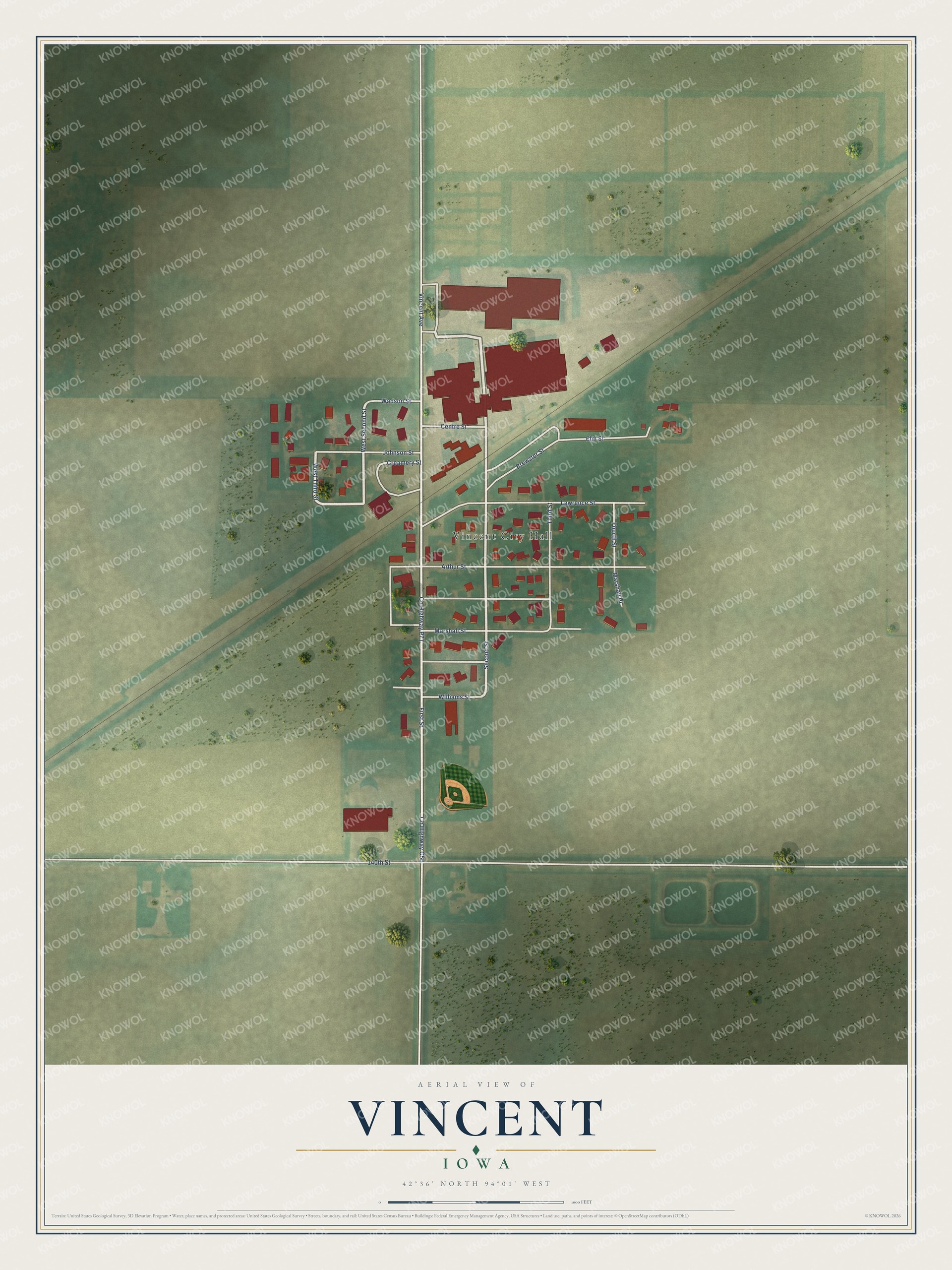 Watermarked full-map preview of Vincent, Iowa