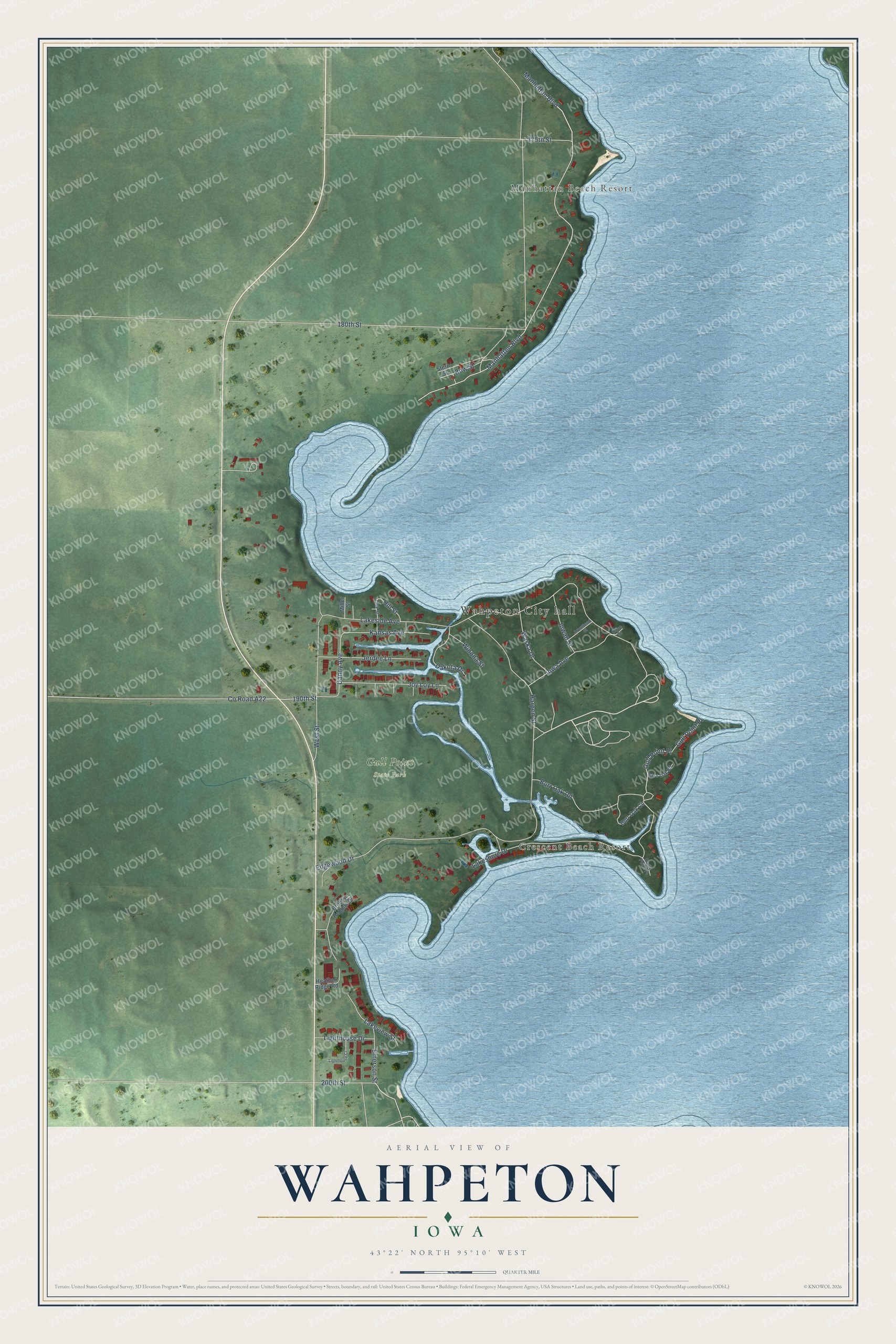 Watermarked full-map preview of Wahpeton, Iowa
