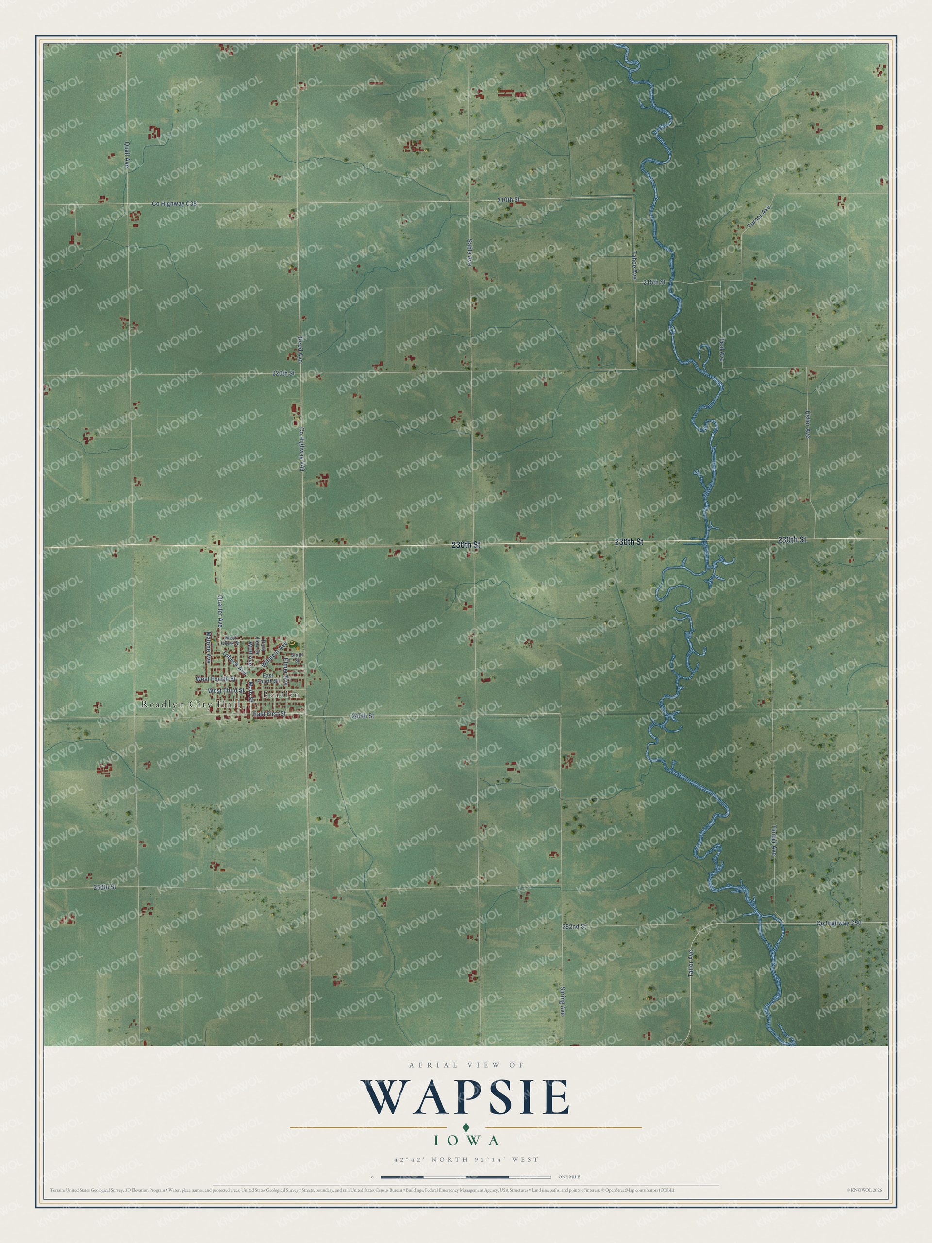 Watermarked full-map preview of Wapsie, Iowa