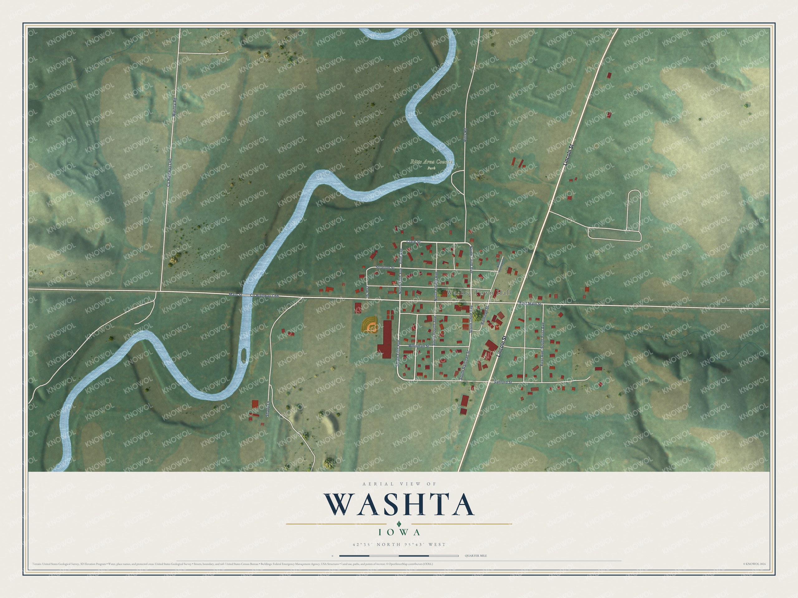Watermarked full-map preview of Washta, Iowa
