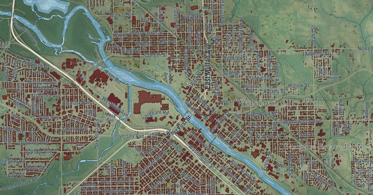 Map of Waterloo, Iowa in 2026