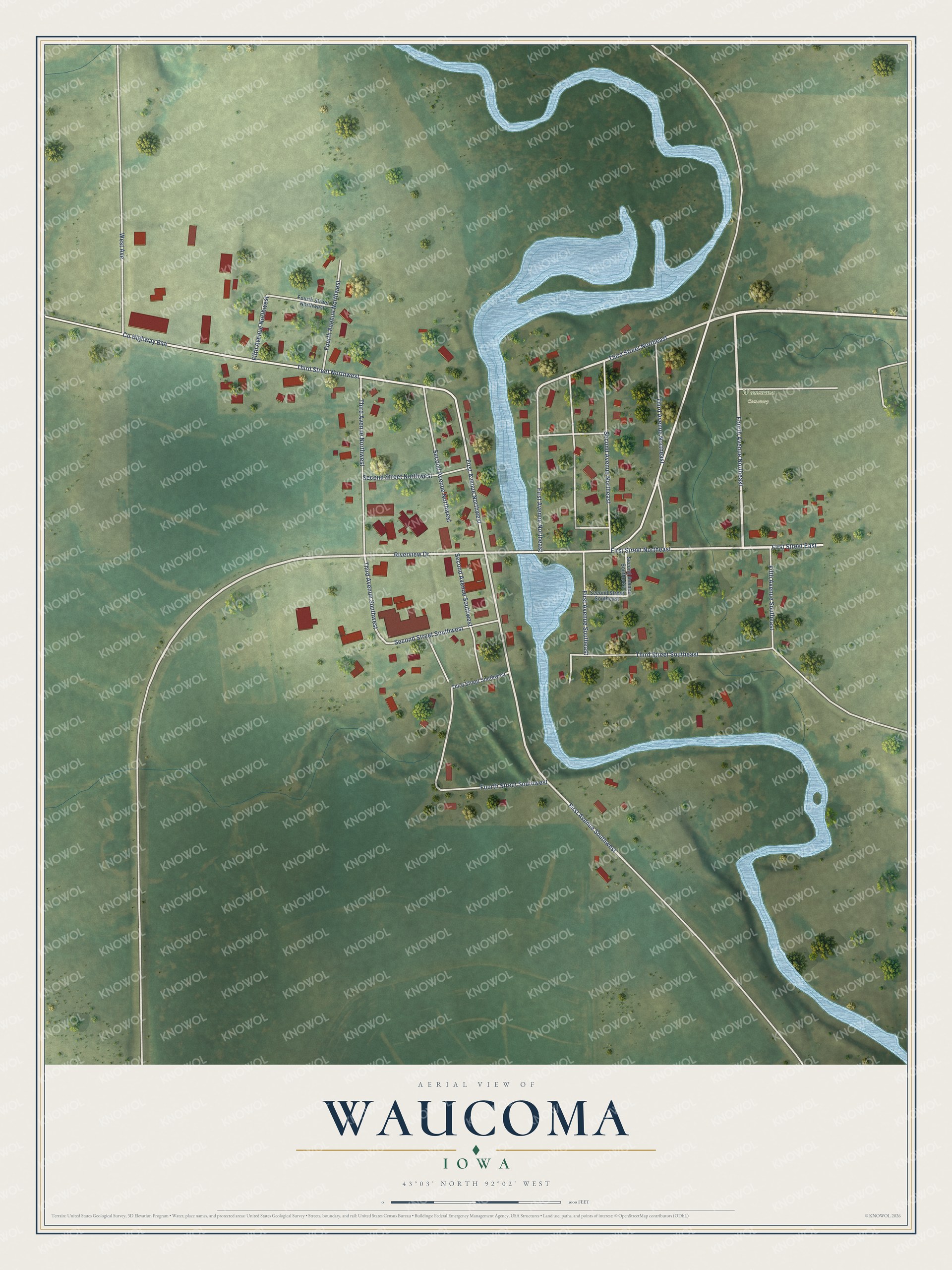 Watermarked full-map preview of Waucoma, Iowa