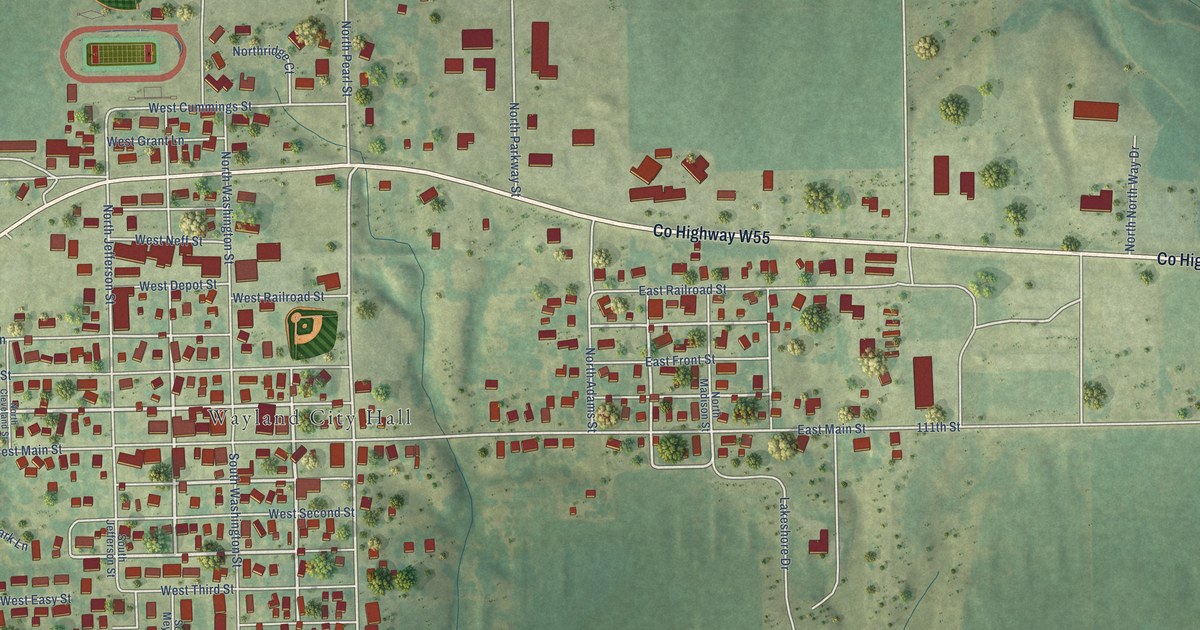 Map of Wayland, Iowa in 2026