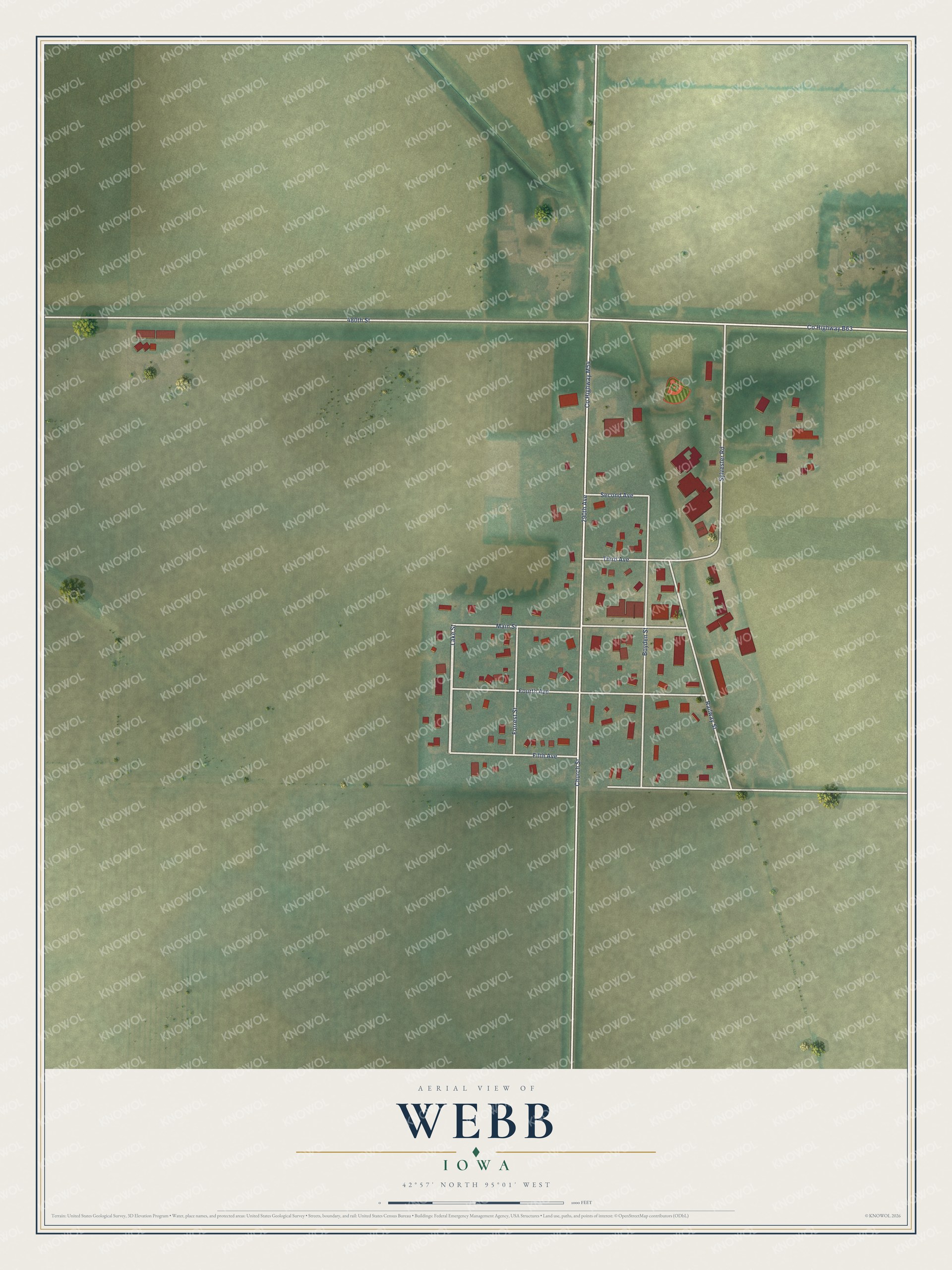 Watermarked full-map preview of Webb, Iowa