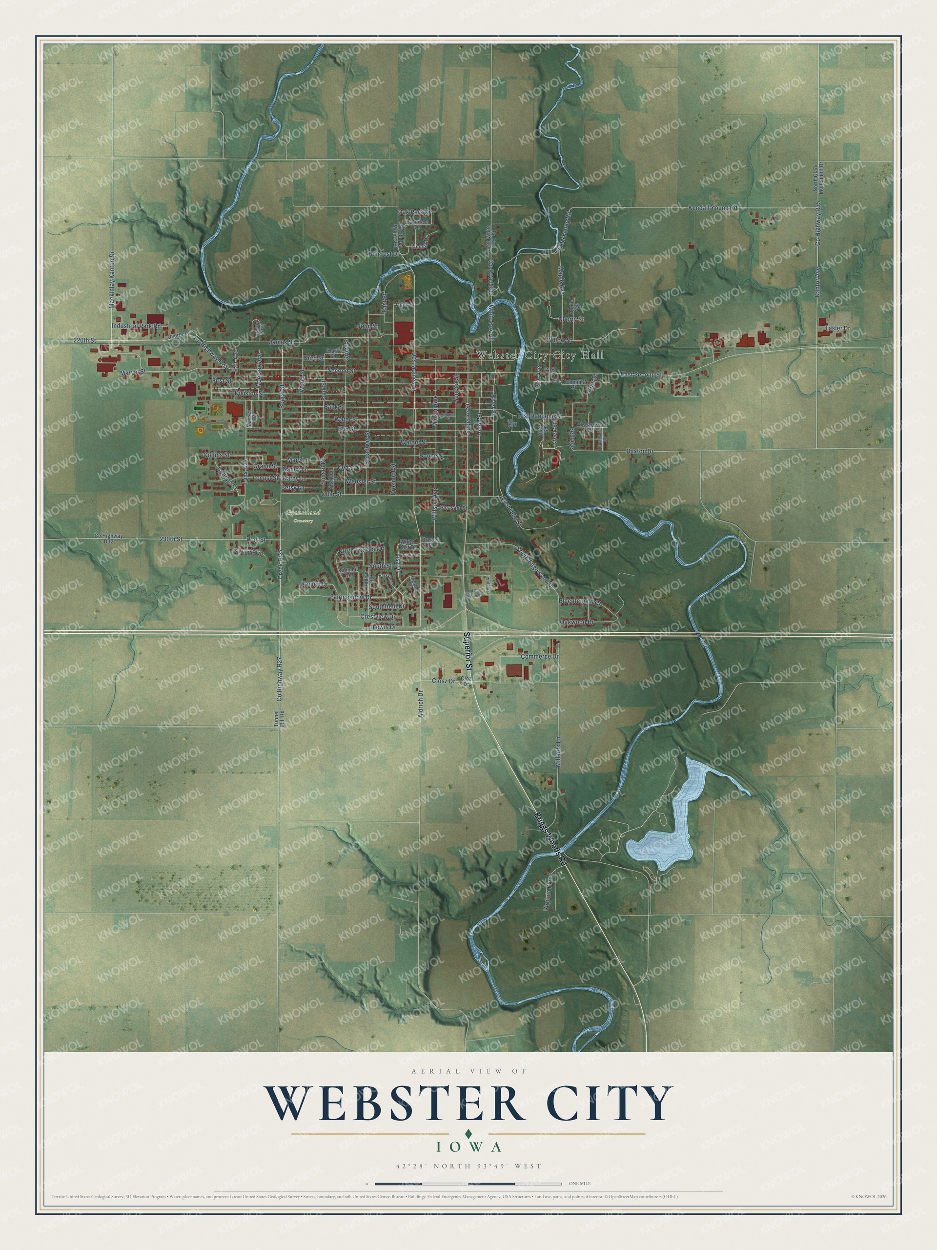 Watermarked full-map preview of Webster City, Iowa