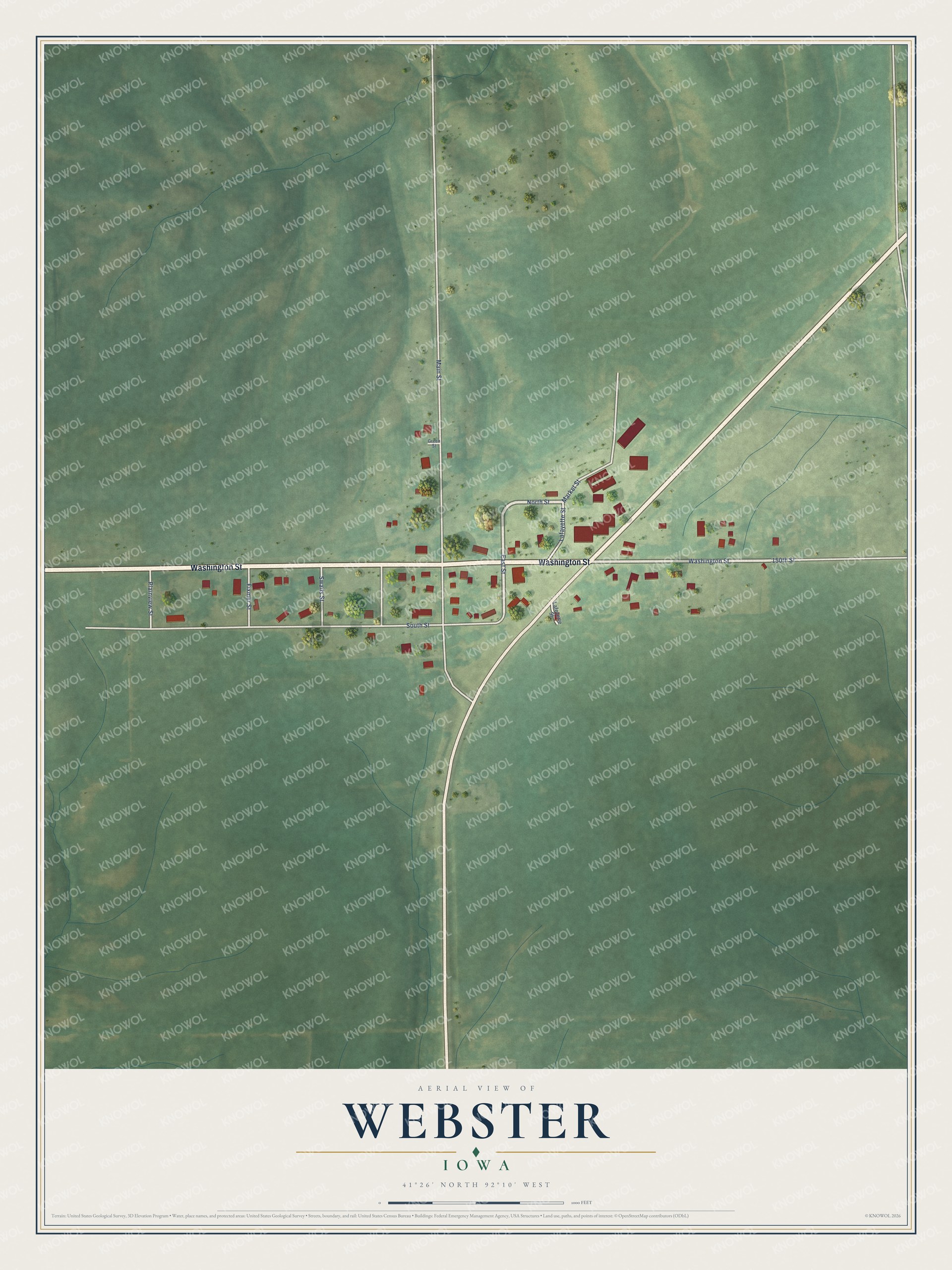 Watermarked full-map preview of Webster, Iowa