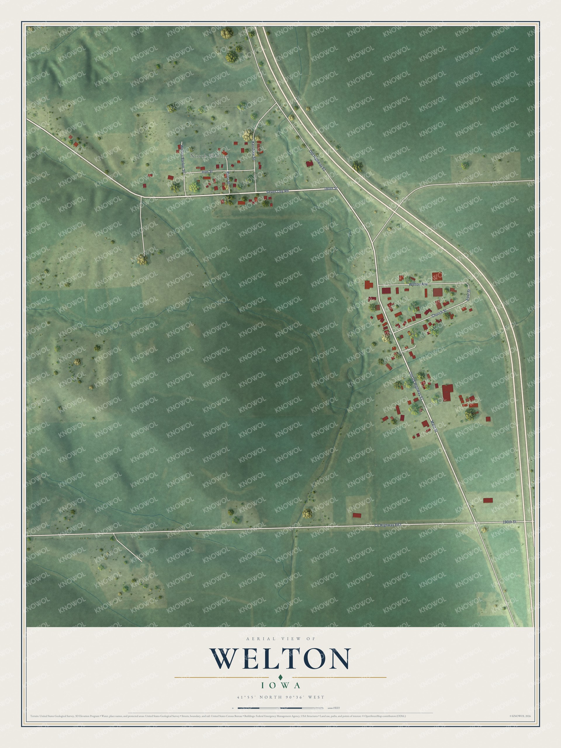 Watermarked full-map preview of Welton, Iowa