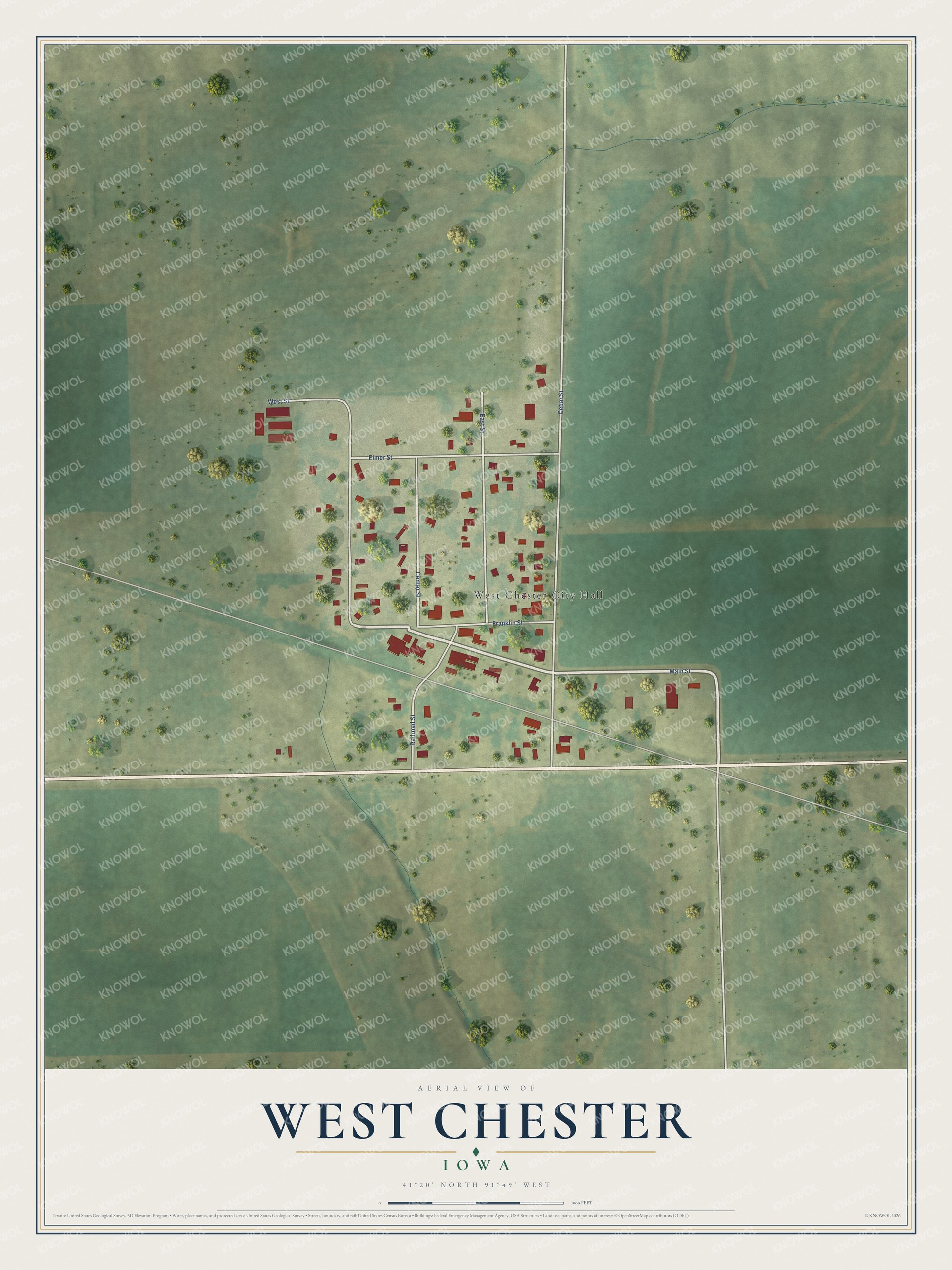 Watermarked full-map preview of West Chester, Iowa