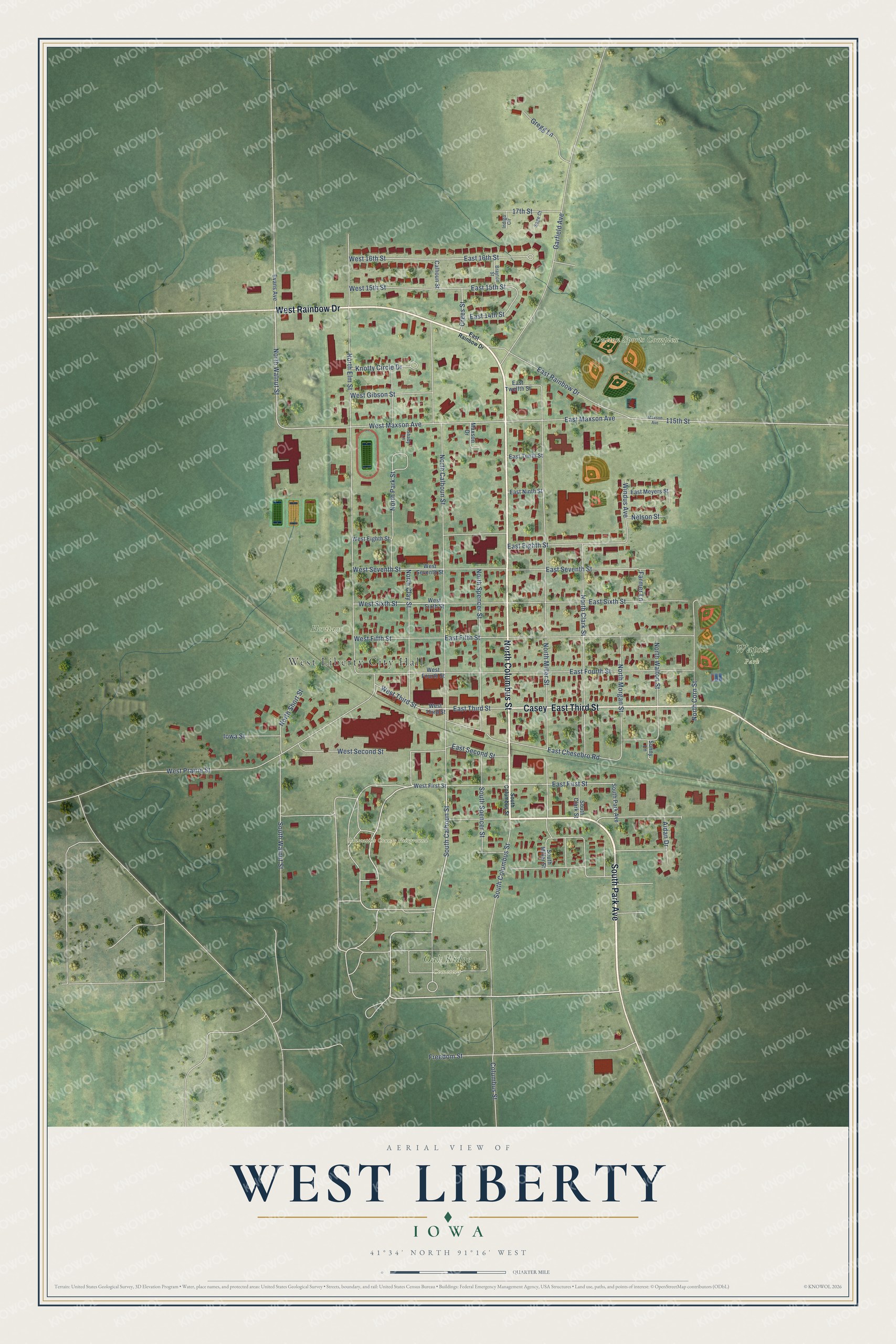 Watermarked full-map preview of West Liberty, Iowa