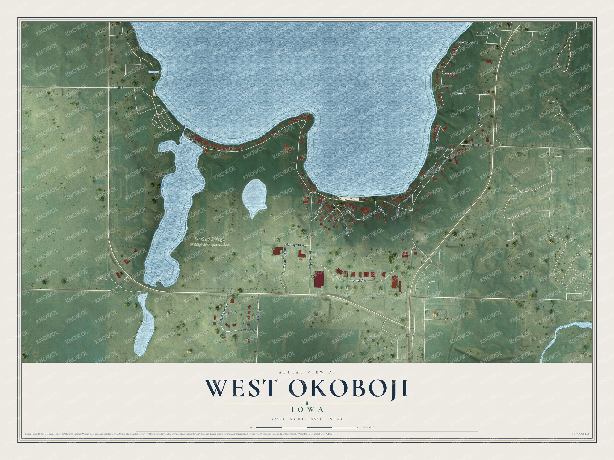 Watermarked full-map preview of West Okoboji, Iowa