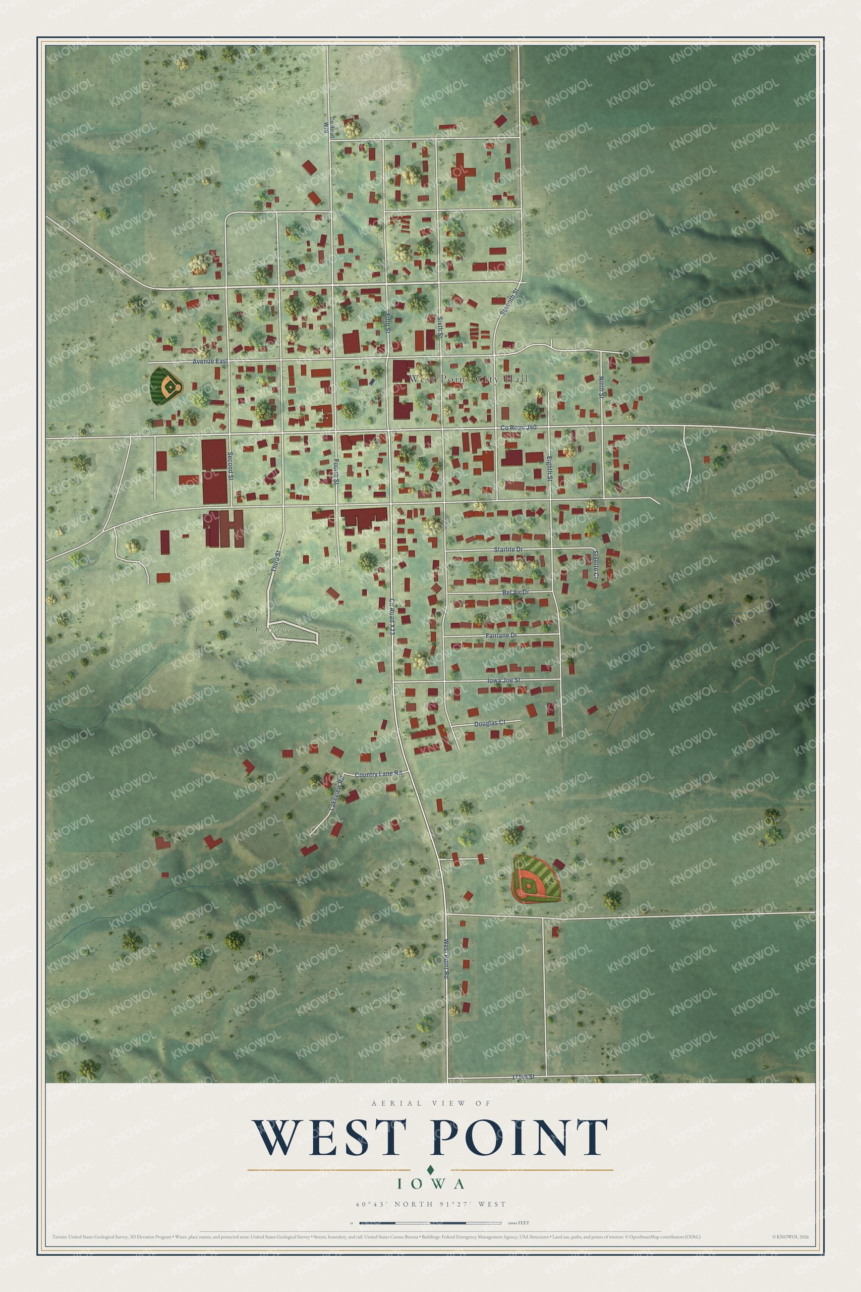 Watermarked full-map preview of West Point, Iowa