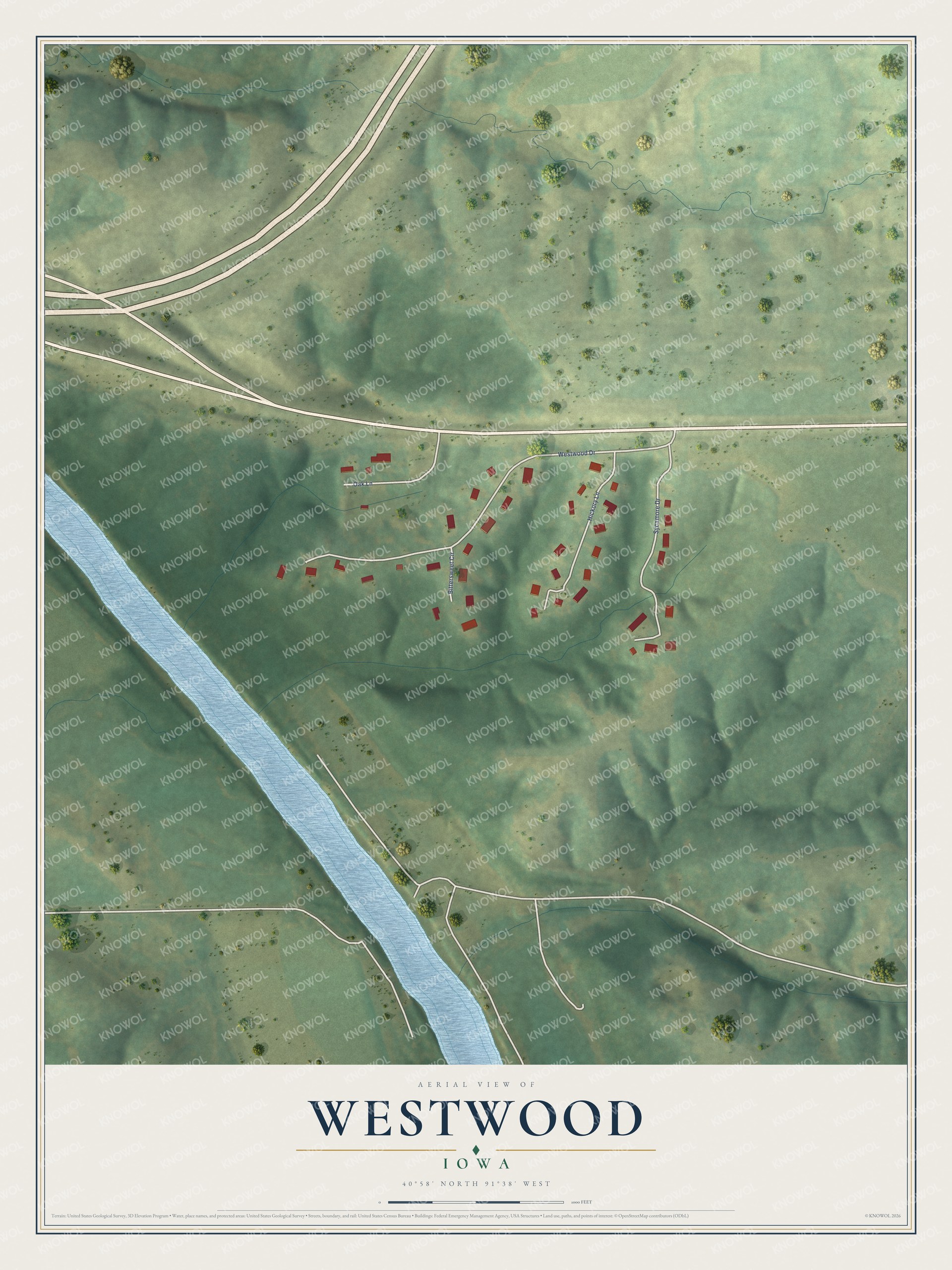 Watermarked full-map preview of Westwood, Iowa