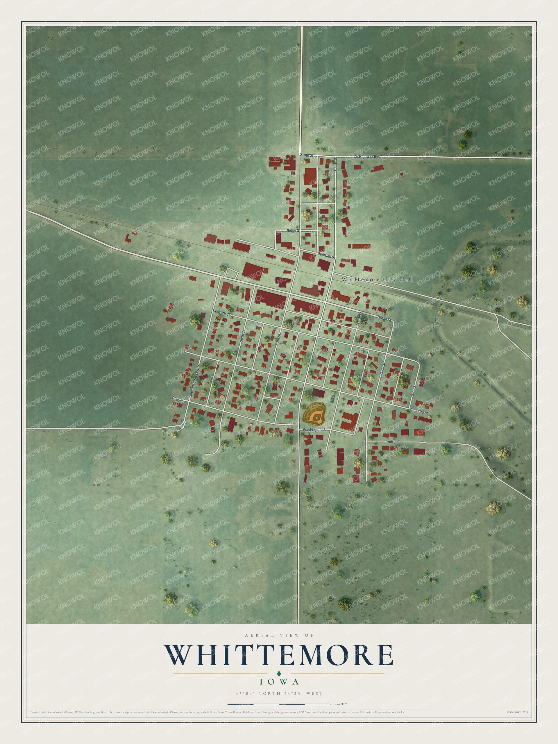 Watermarked full-map preview of Whittemore, Iowa