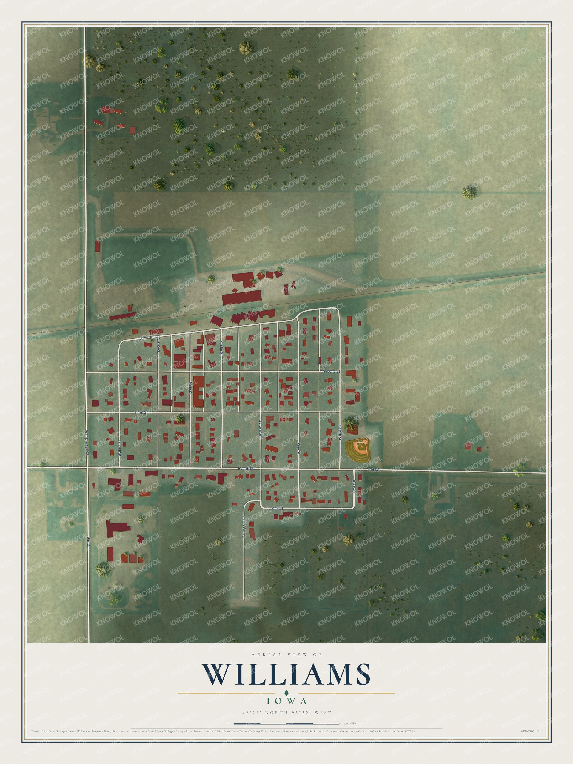 Watermarked full-map preview of Williams, Iowa