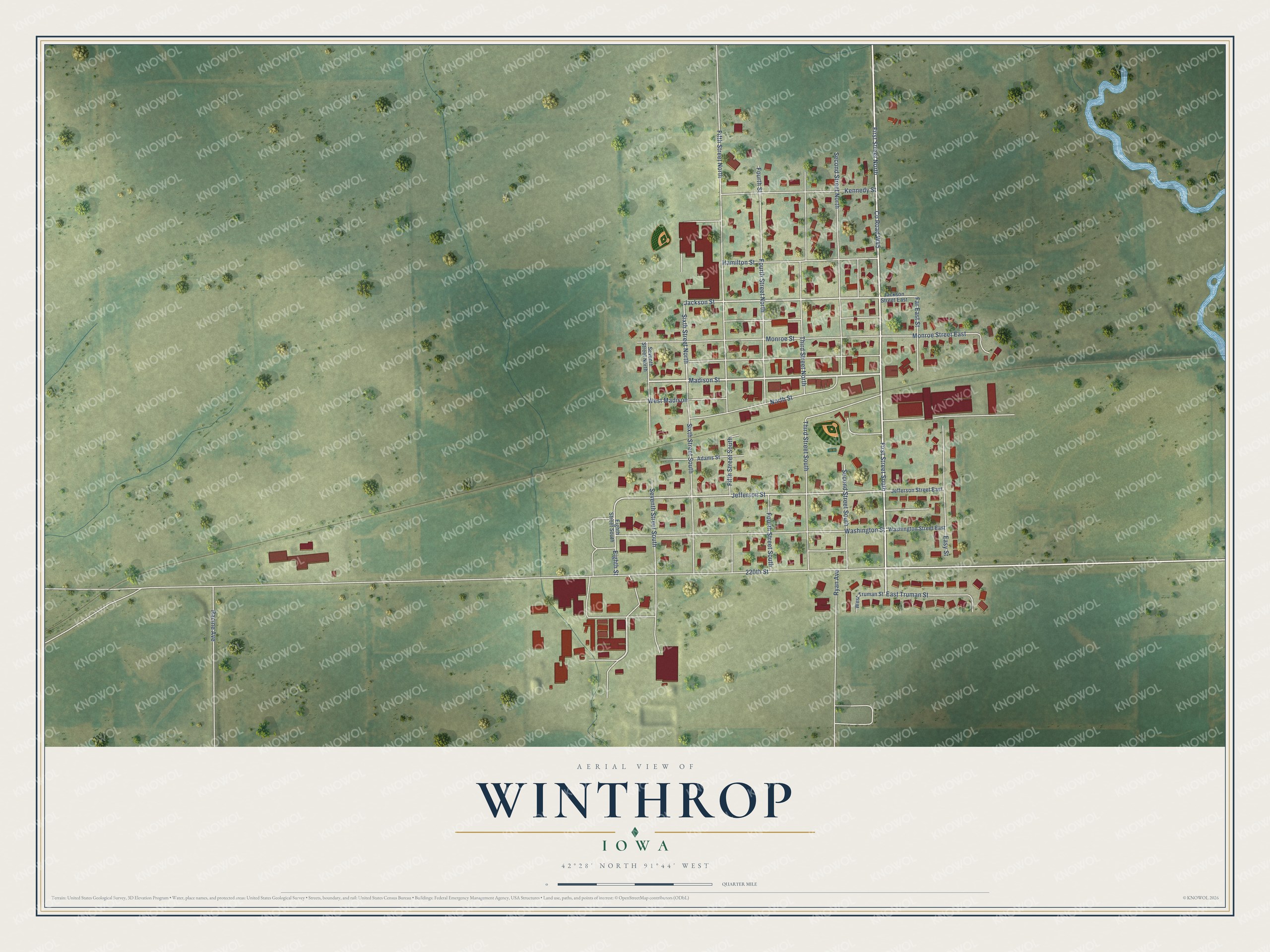 Watermarked full-map preview of Winthrop, Iowa
