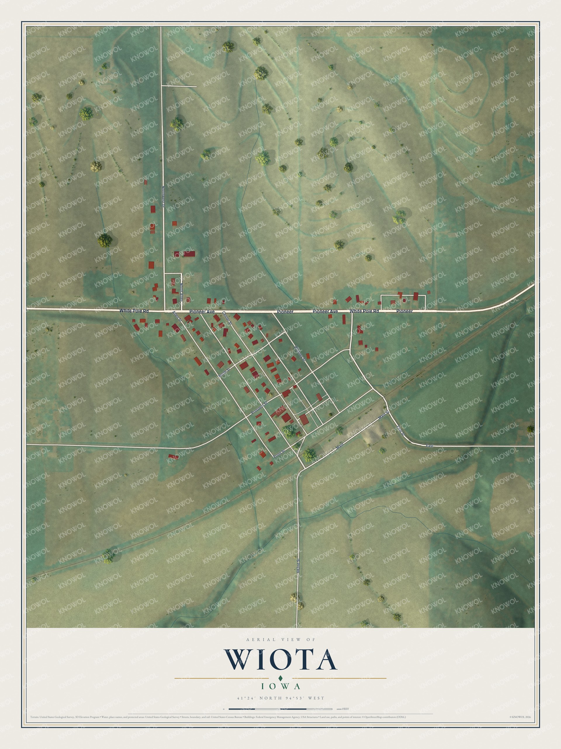 Watermarked full-map preview of Wiota, Iowa