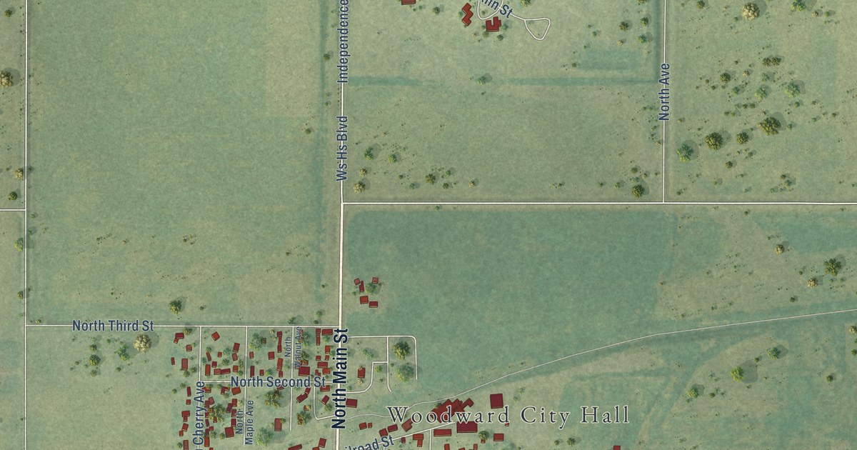 Map of Woodward, Iowa in 2026
