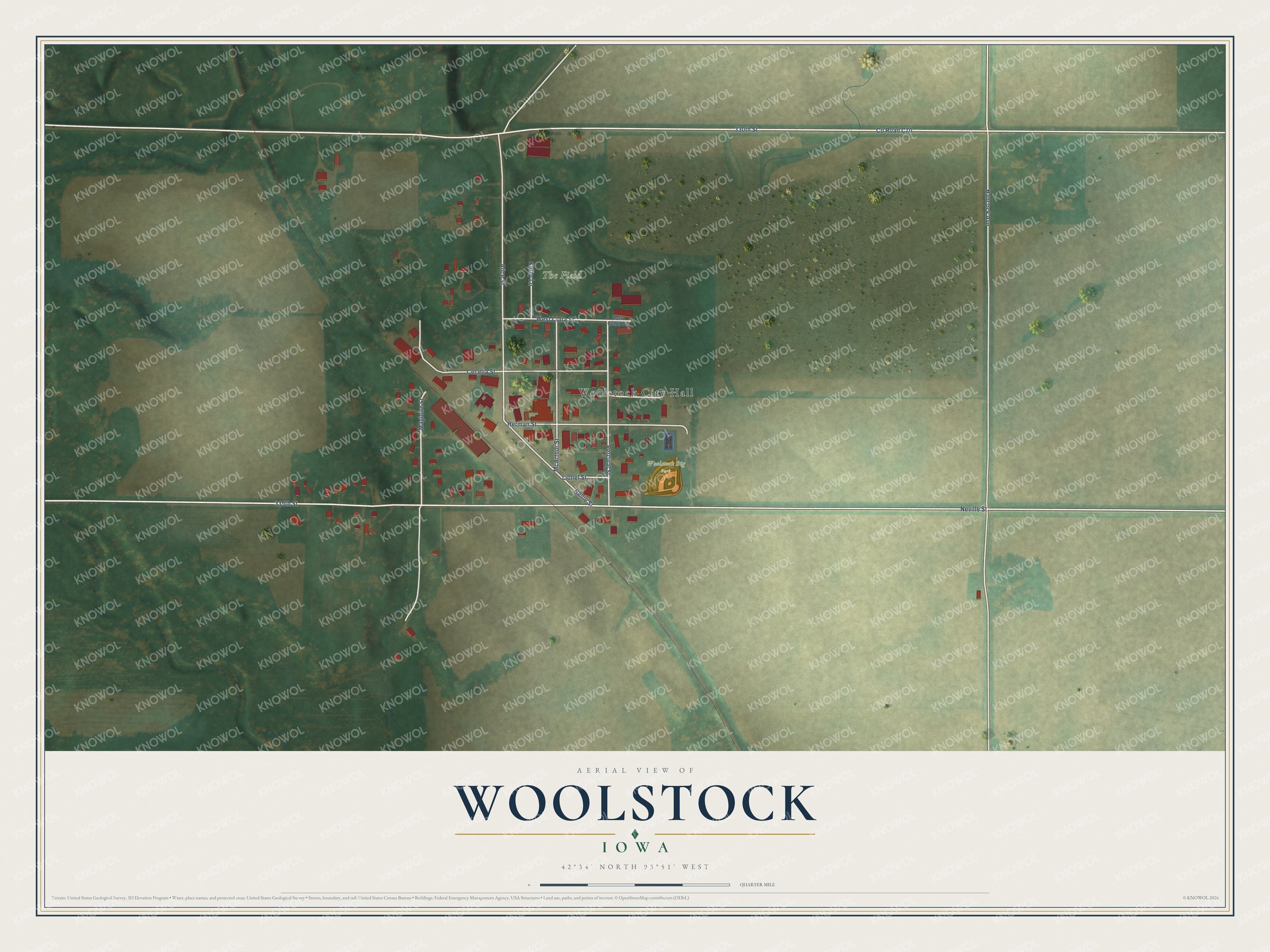Watermarked full-map preview of Woolstock, Iowa