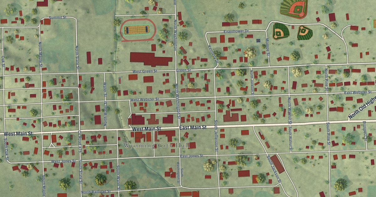 Map of Wyoming, Iowa in 2026