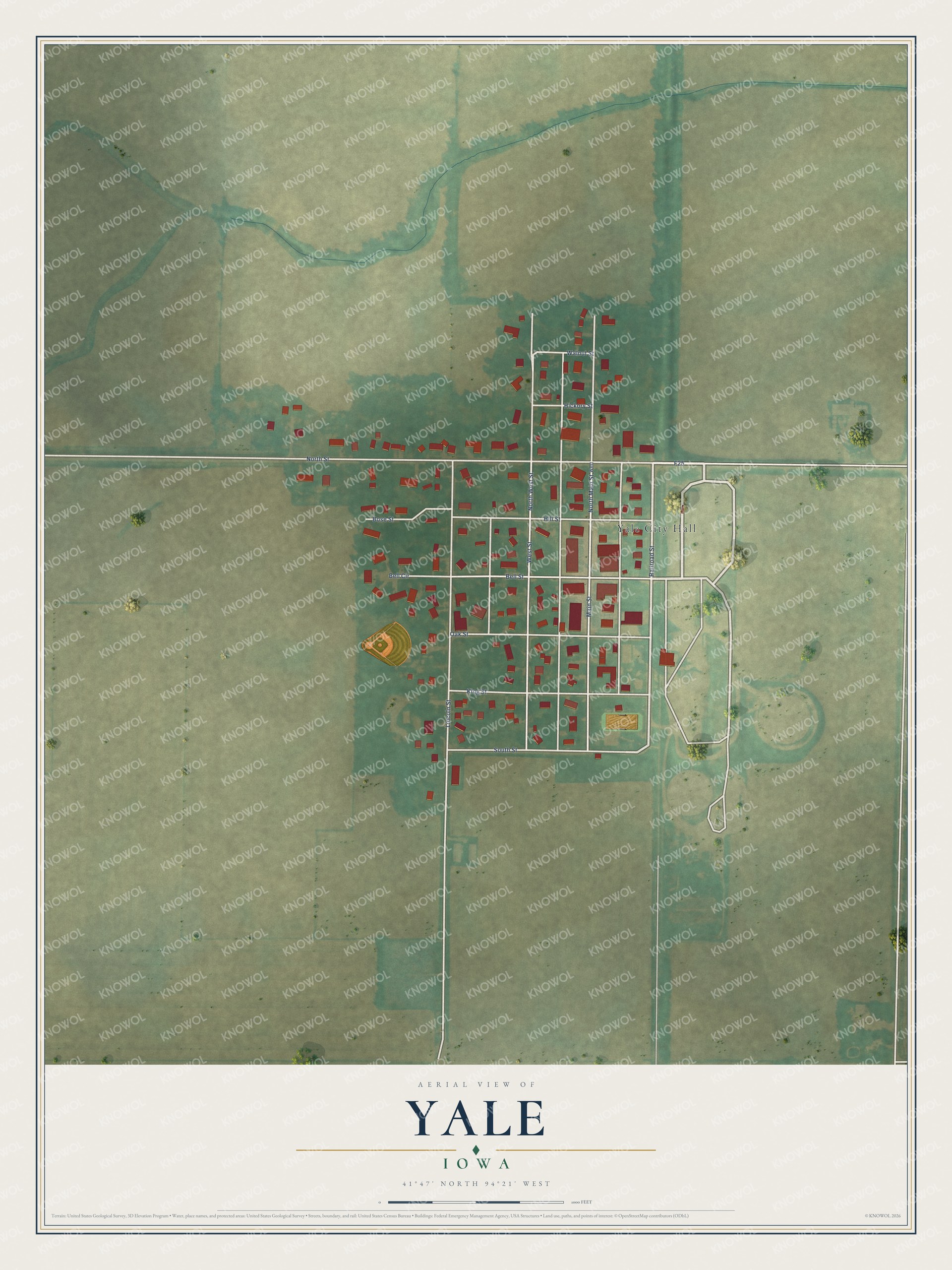 Watermarked full-map preview of Yale, Iowa