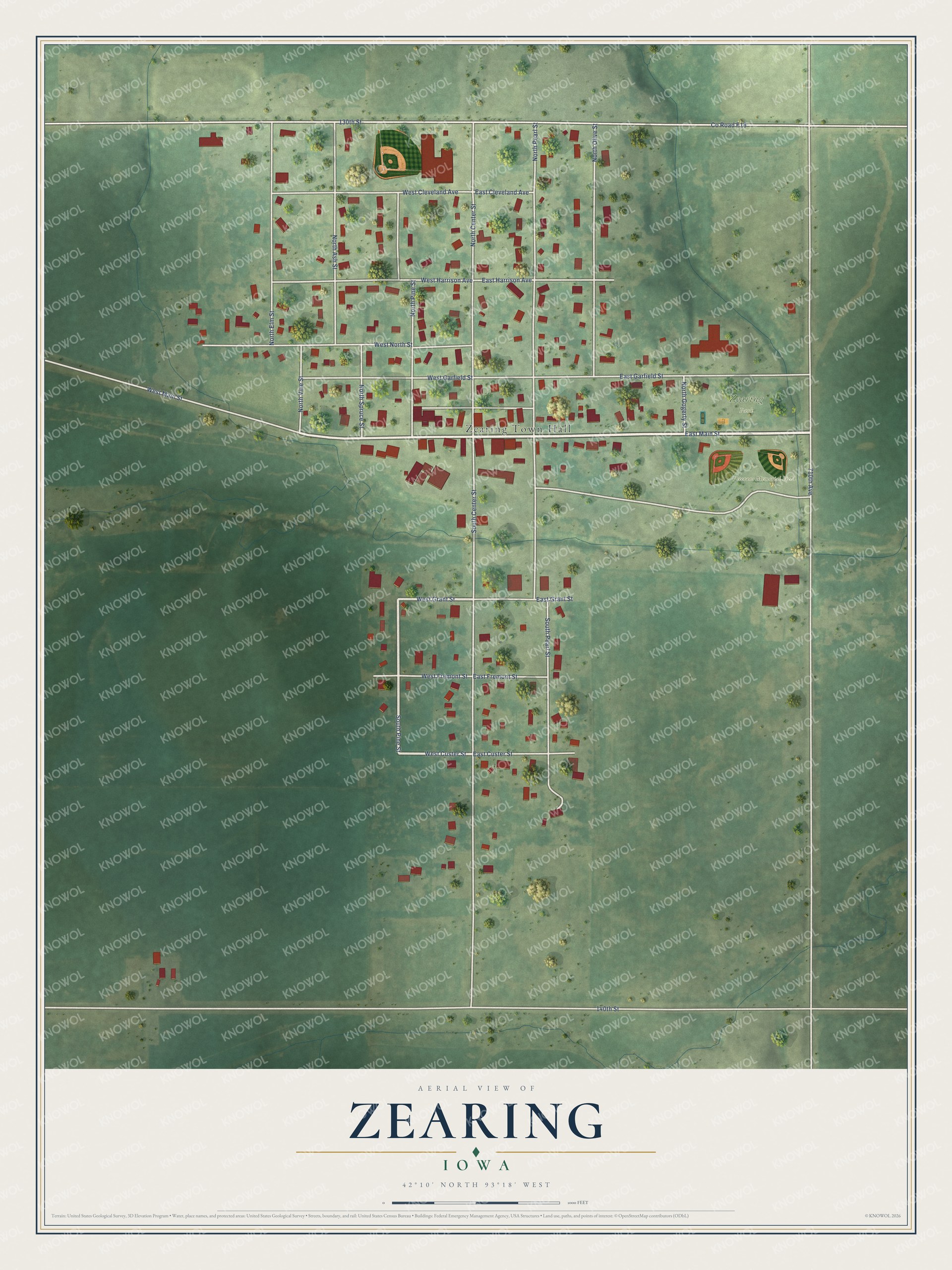 Watermarked full-map preview of Zearing, Iowa