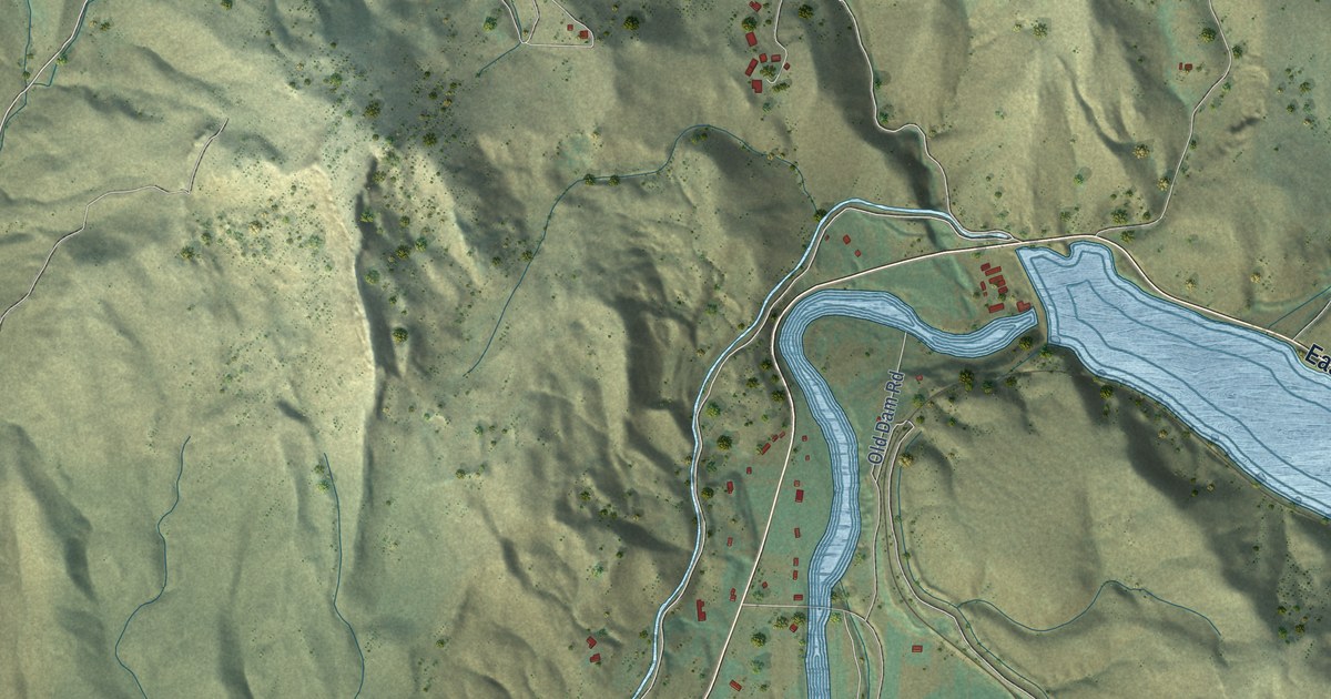 Close-up of streets and buildings in Black Canyon, Idaho