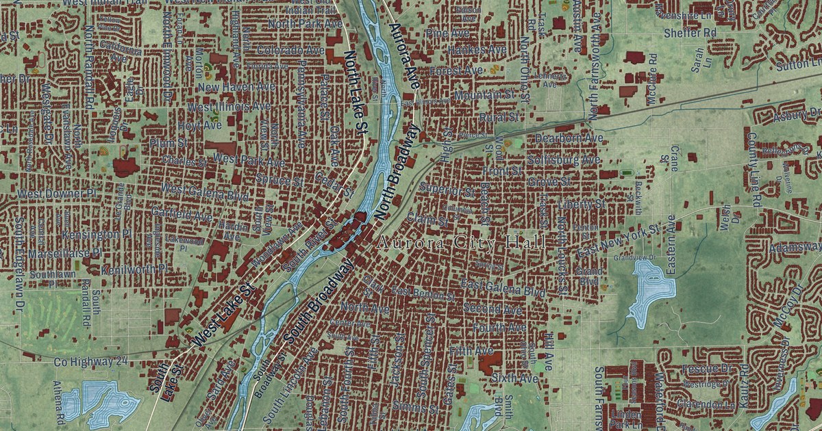 Map of Aurora, Illinois in 2026