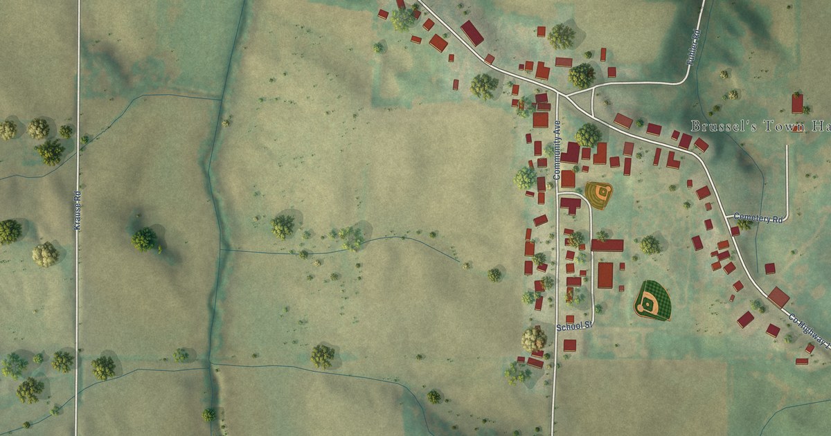 Map of Brussels, Illinois in 2026