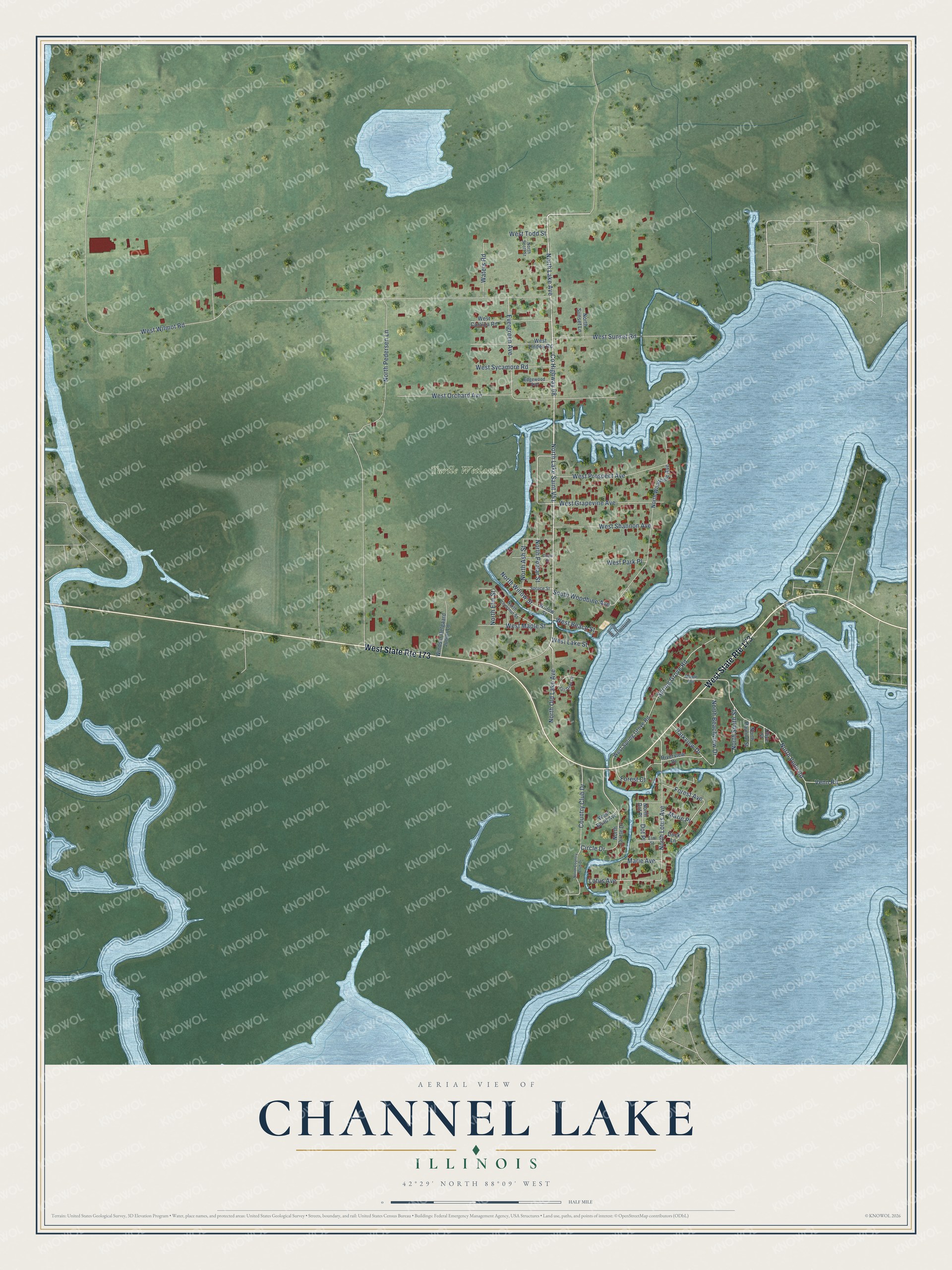 Watermarked full-map preview of Channel Lake, Illinois