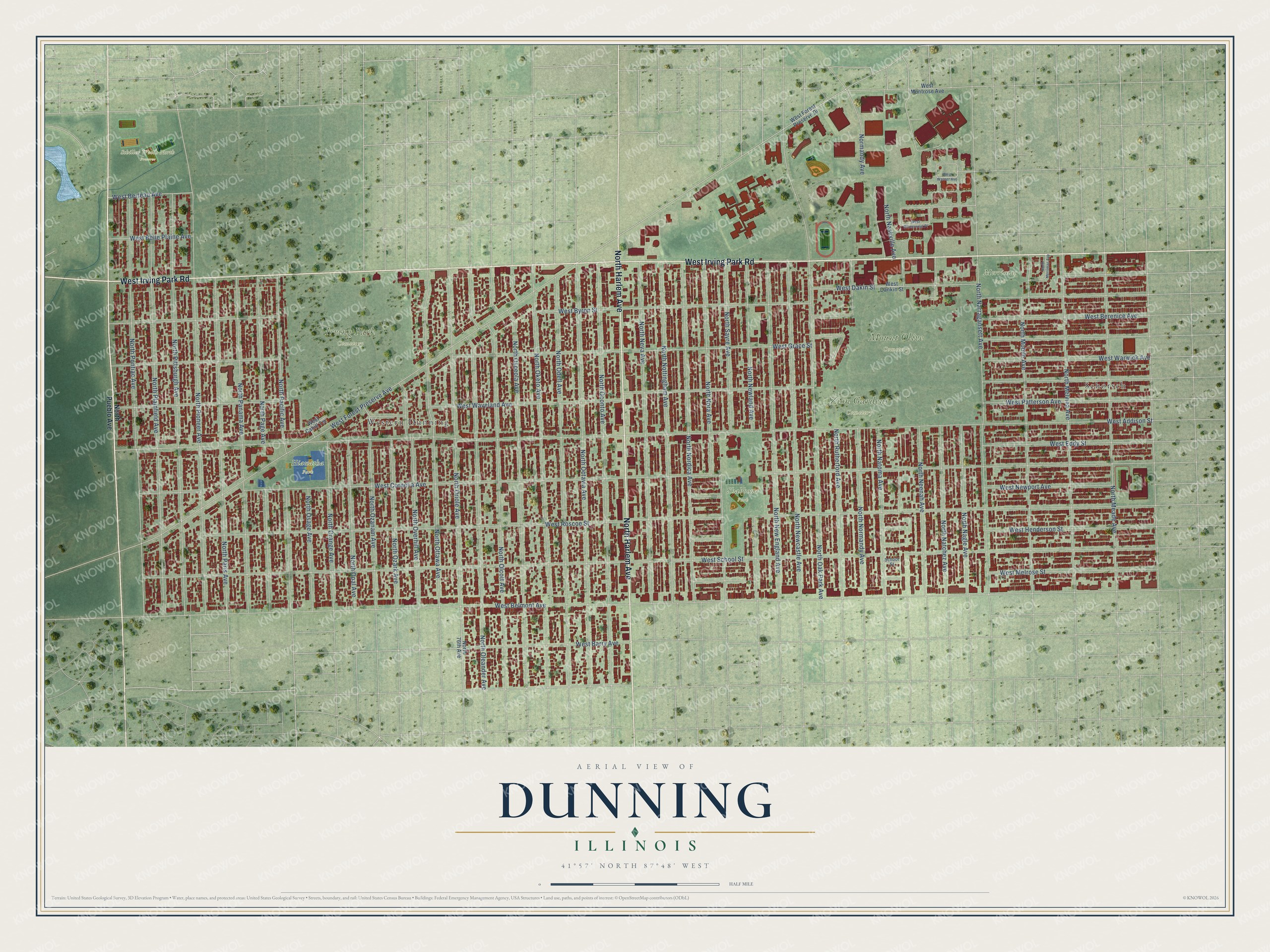 Watermarked full-map preview of Dunning, Illinois