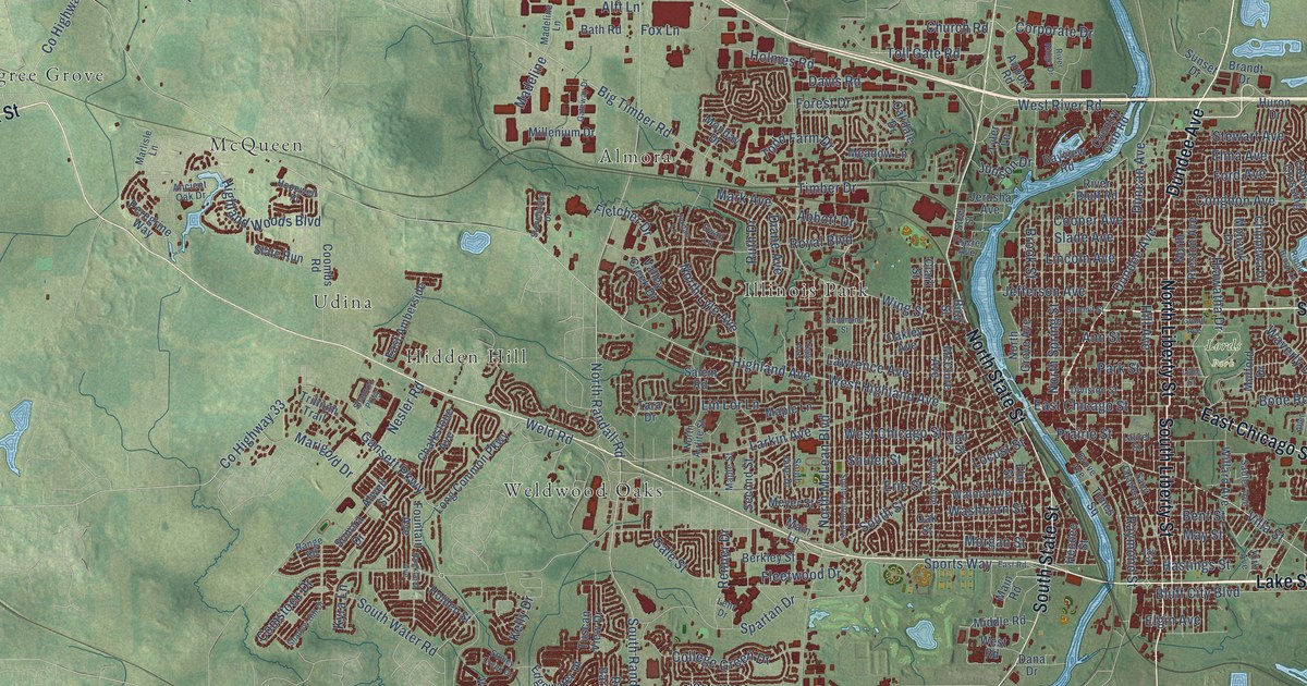 Map of Elgin, Illinois in 2026