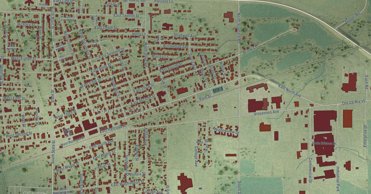 Map of Flora, Illinois in 2026