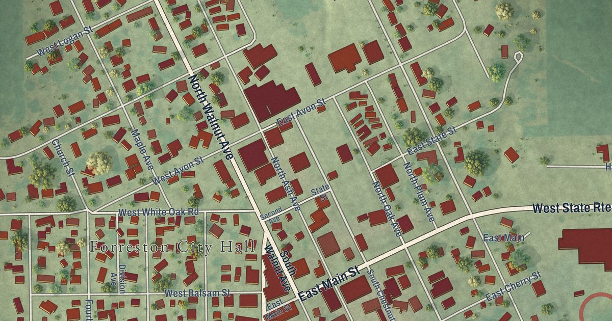 Map of Forreston, Illinois in 2026