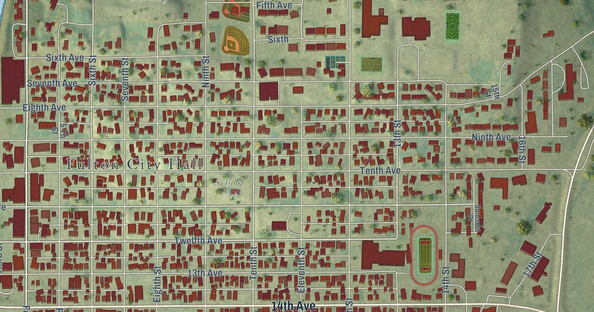 Map of Fulton, Illinois in 2026