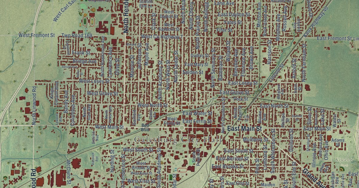 Map of Galesburg, Illinois in 2026