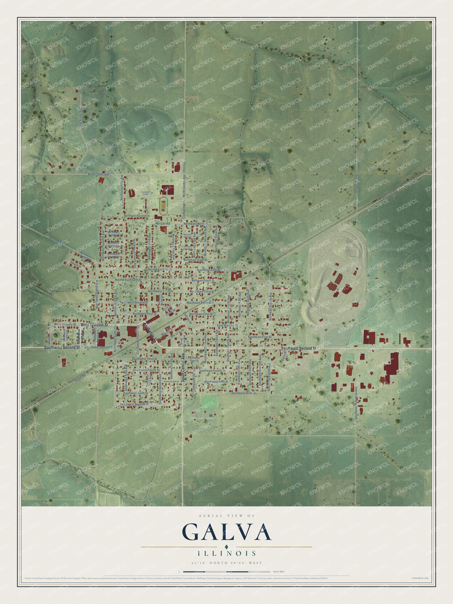 Watermarked full-map preview of Galva, Illinois