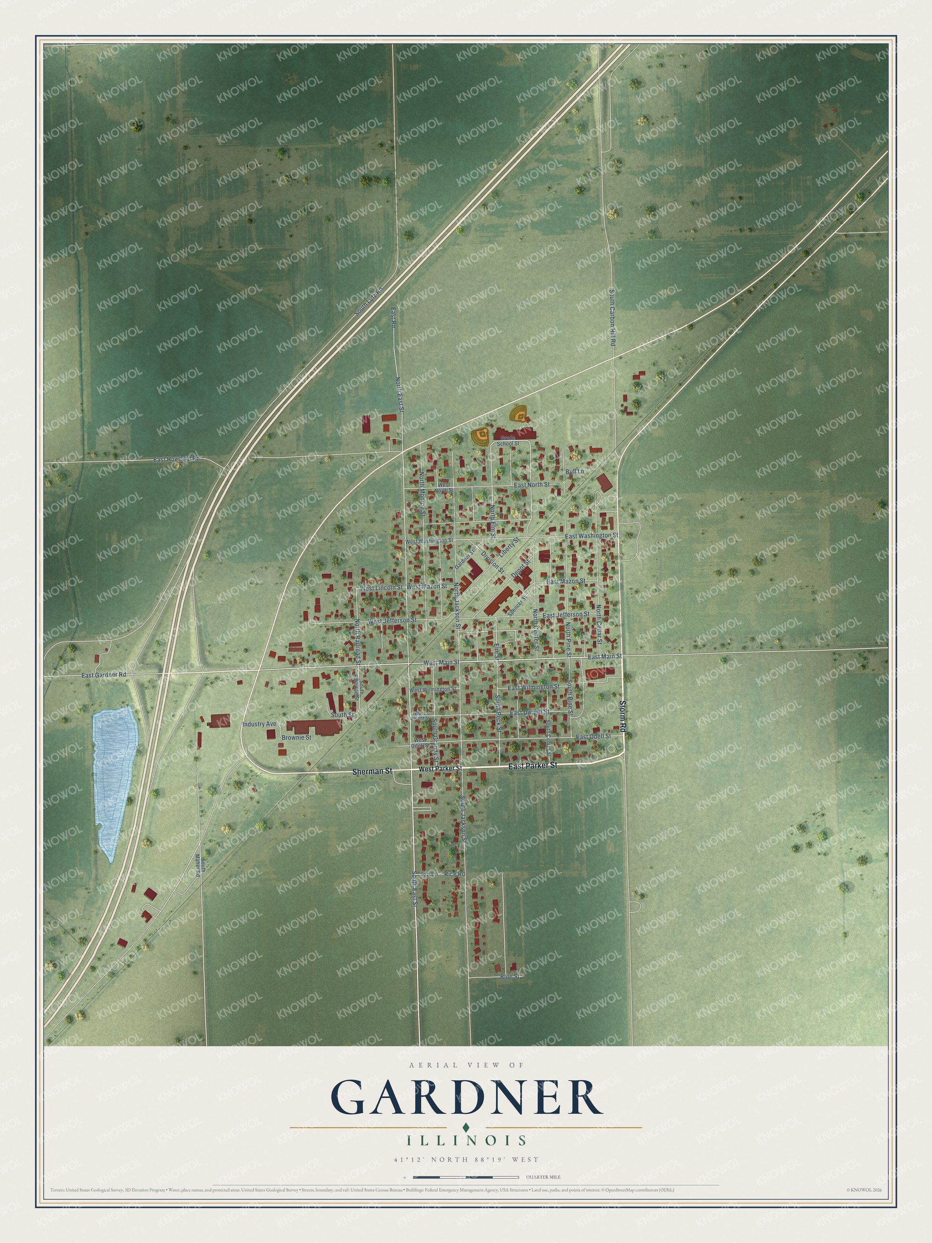 Watermarked full-map preview of Gardner, Illinois