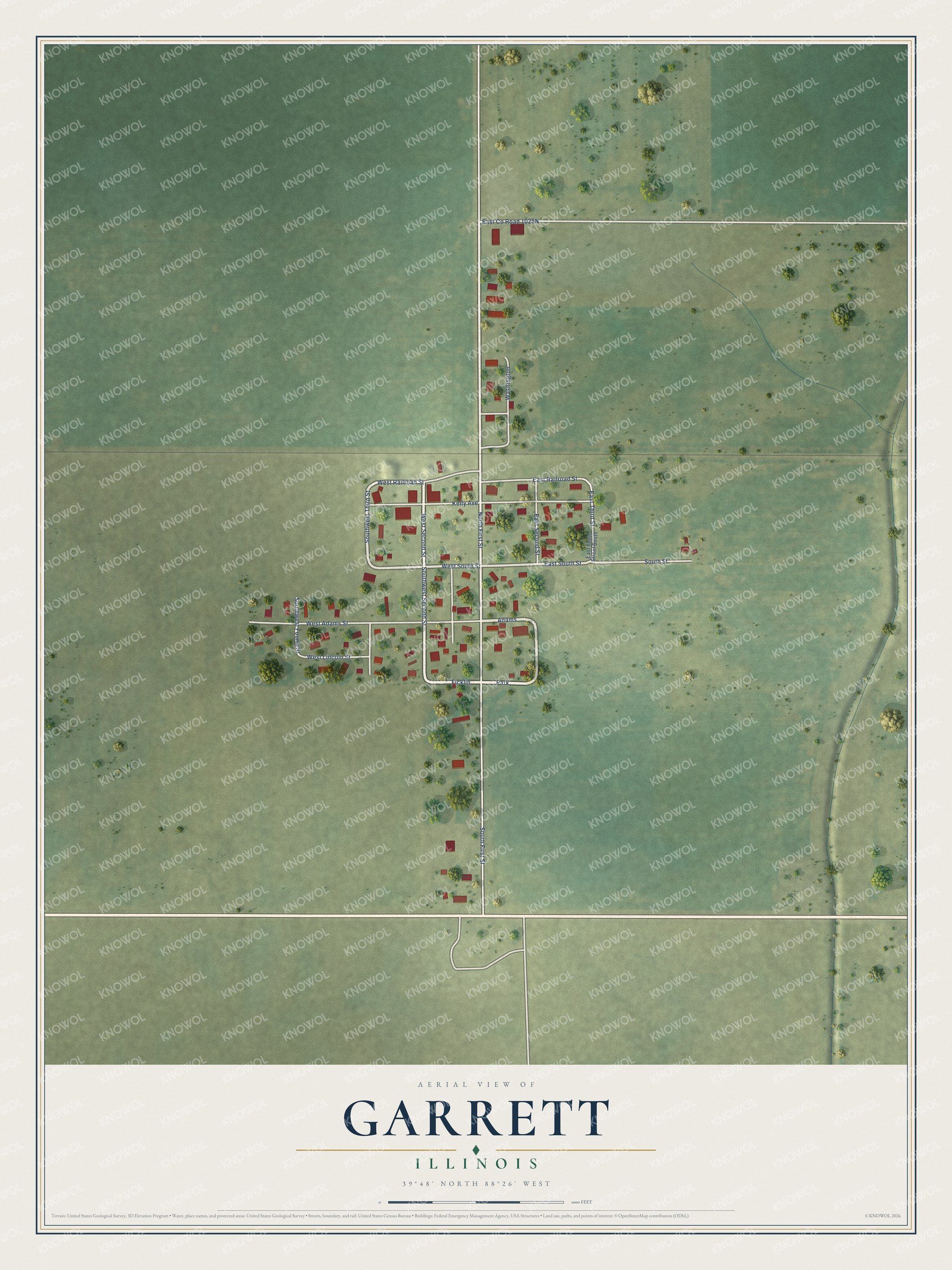 Watermarked full-map preview of Garrett, Illinois
