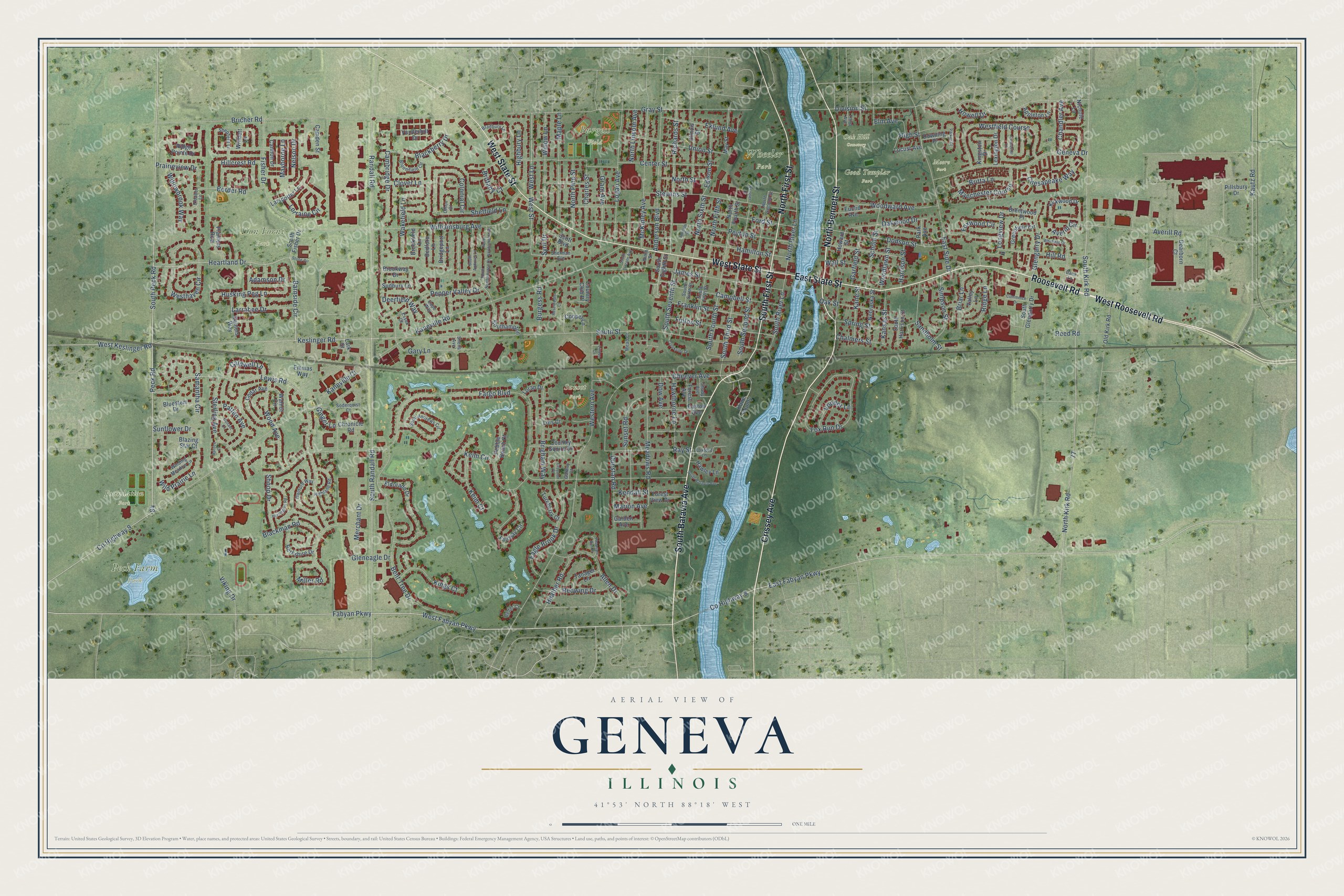 Watermarked full-map preview of Geneva, Illinois