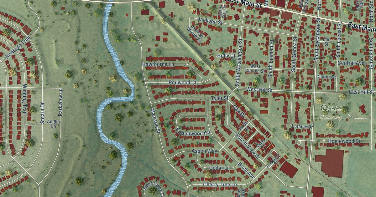 Map of Genoa, Illinois in 2026