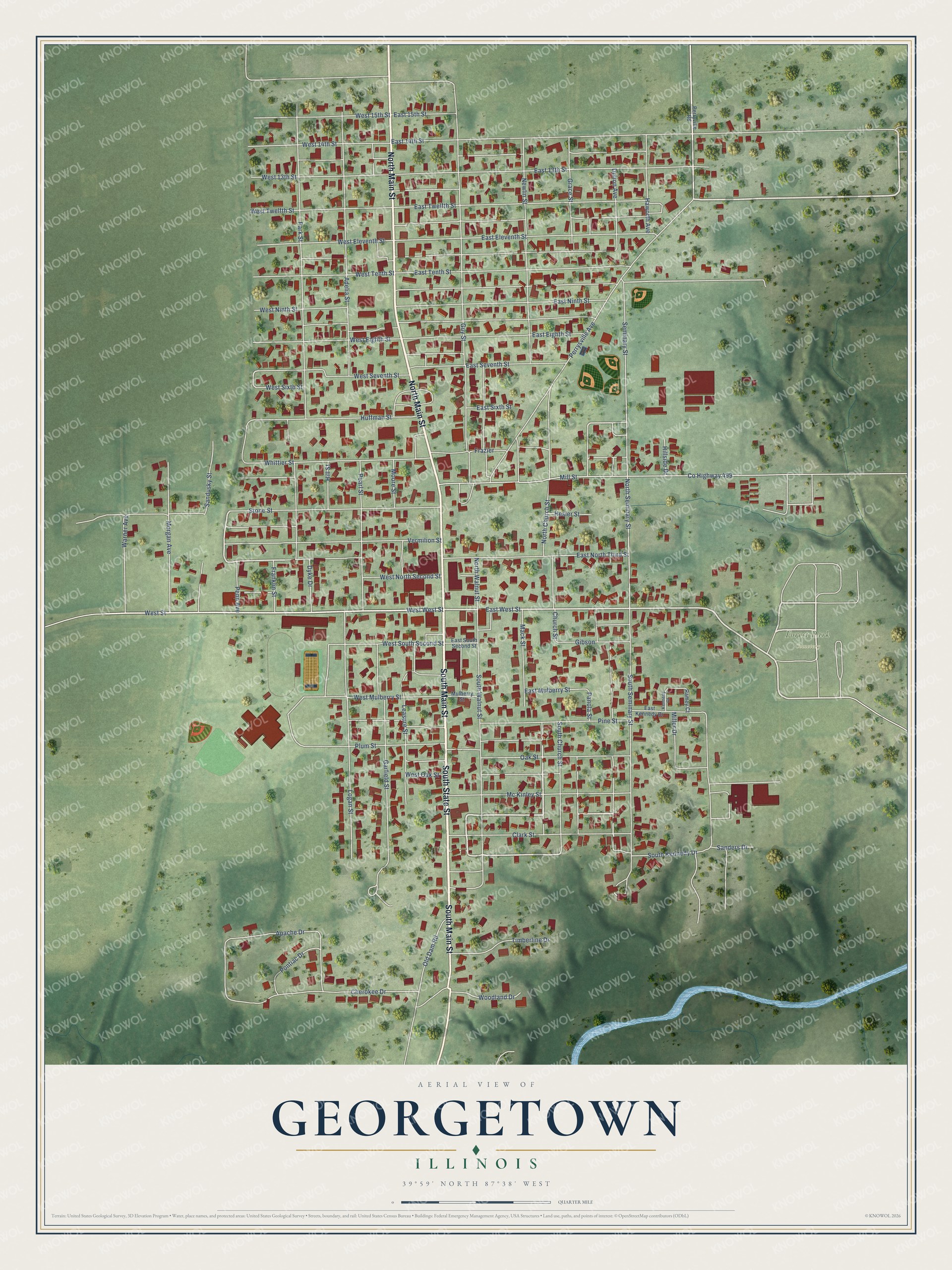 Watermarked full-map preview of Georgetown, Illinois
