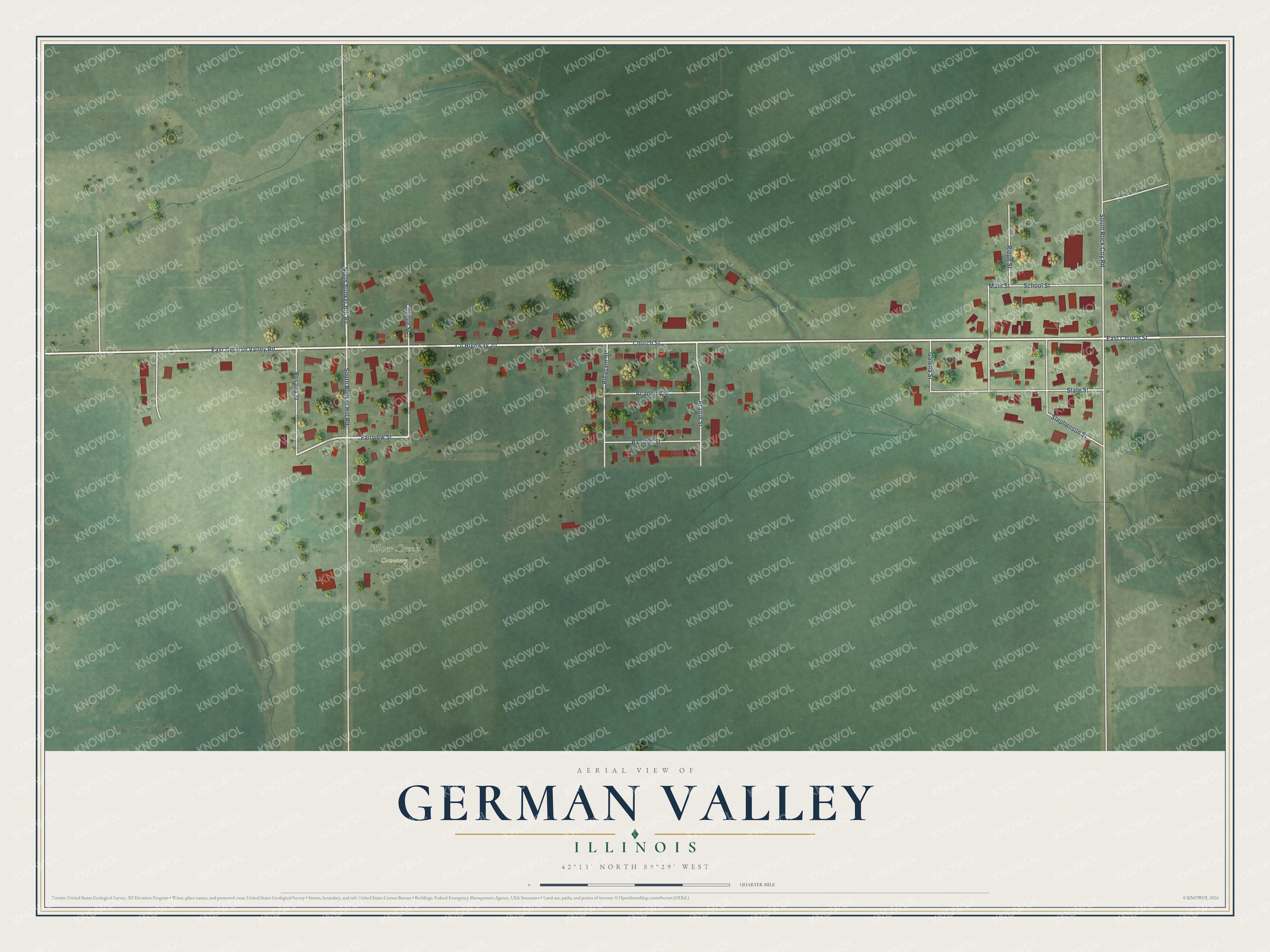 Watermarked full-map preview of German Valley, Illinois