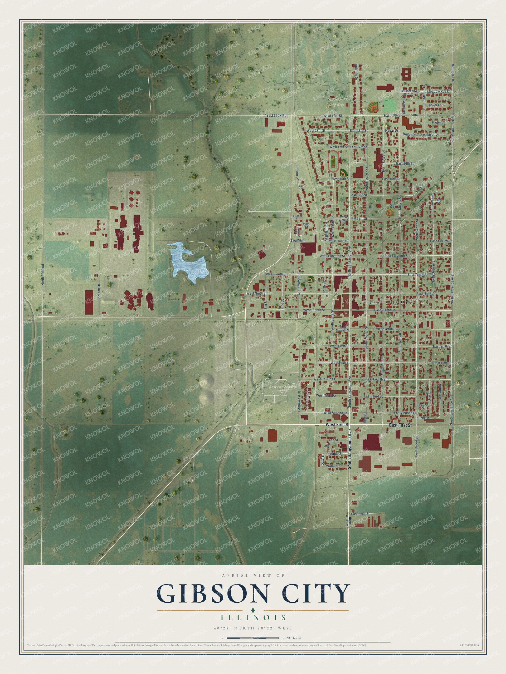 Watermarked full-map preview of Gibson City, Illinois