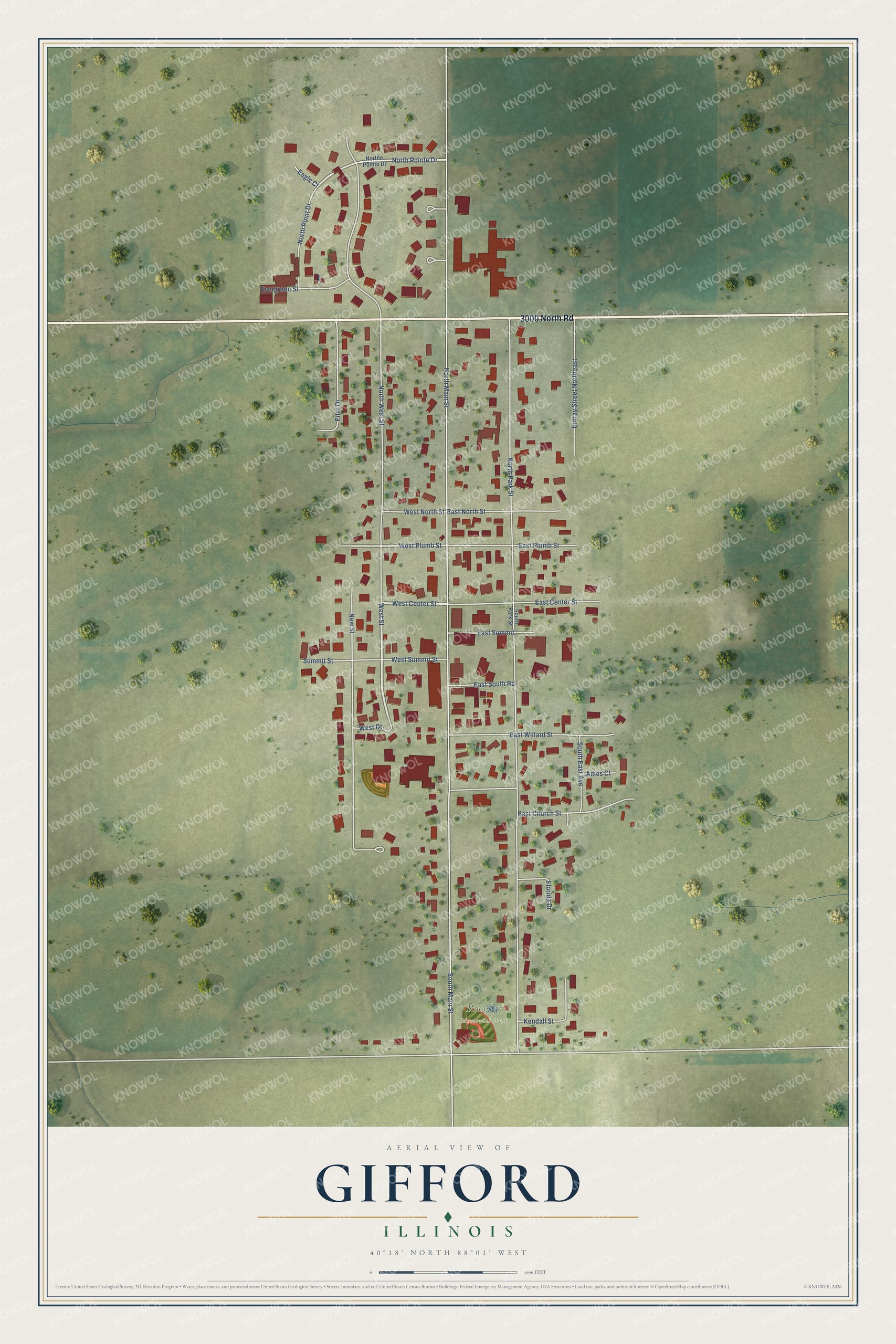 Watermarked full-map preview of Gifford, Illinois