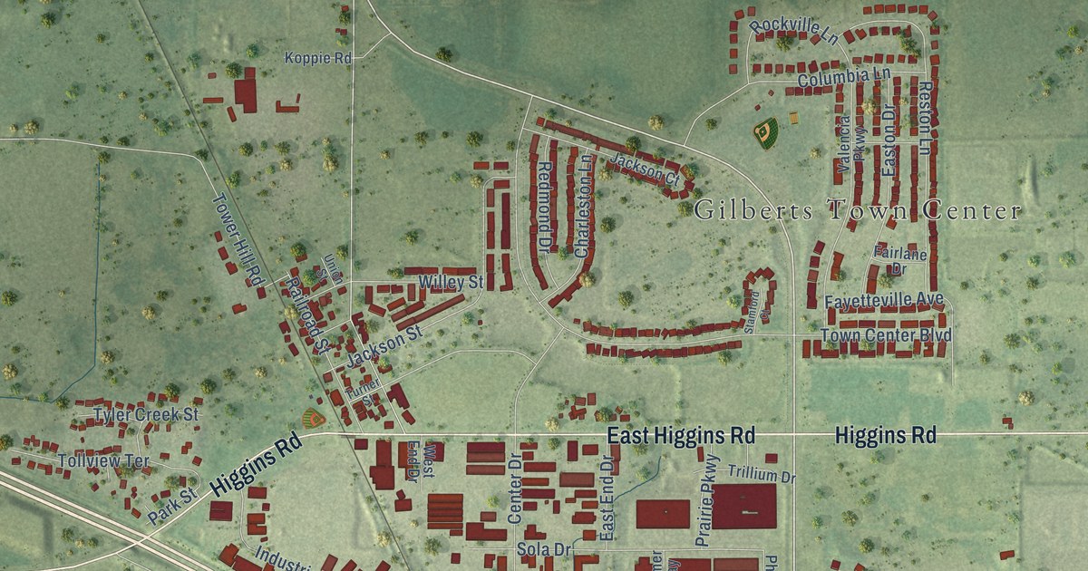 Map of Gilberts, Illinois in 2026