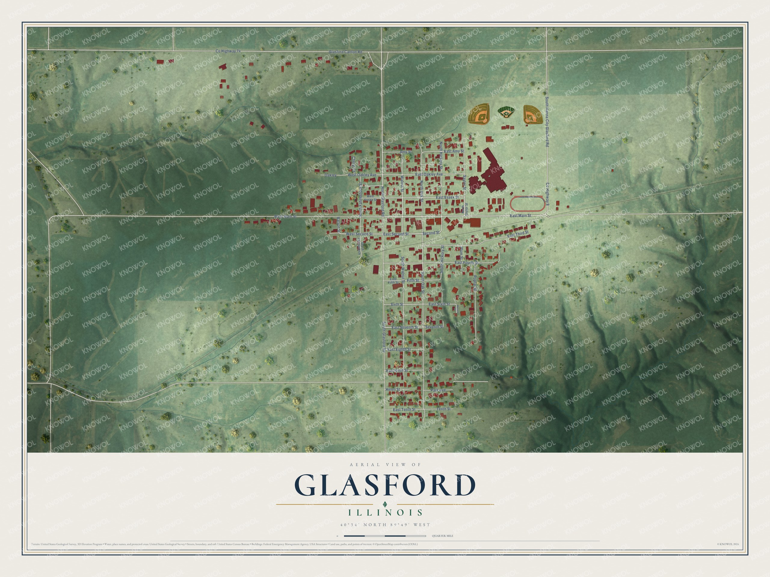 Watermarked full-map preview of Glasford, Illinois