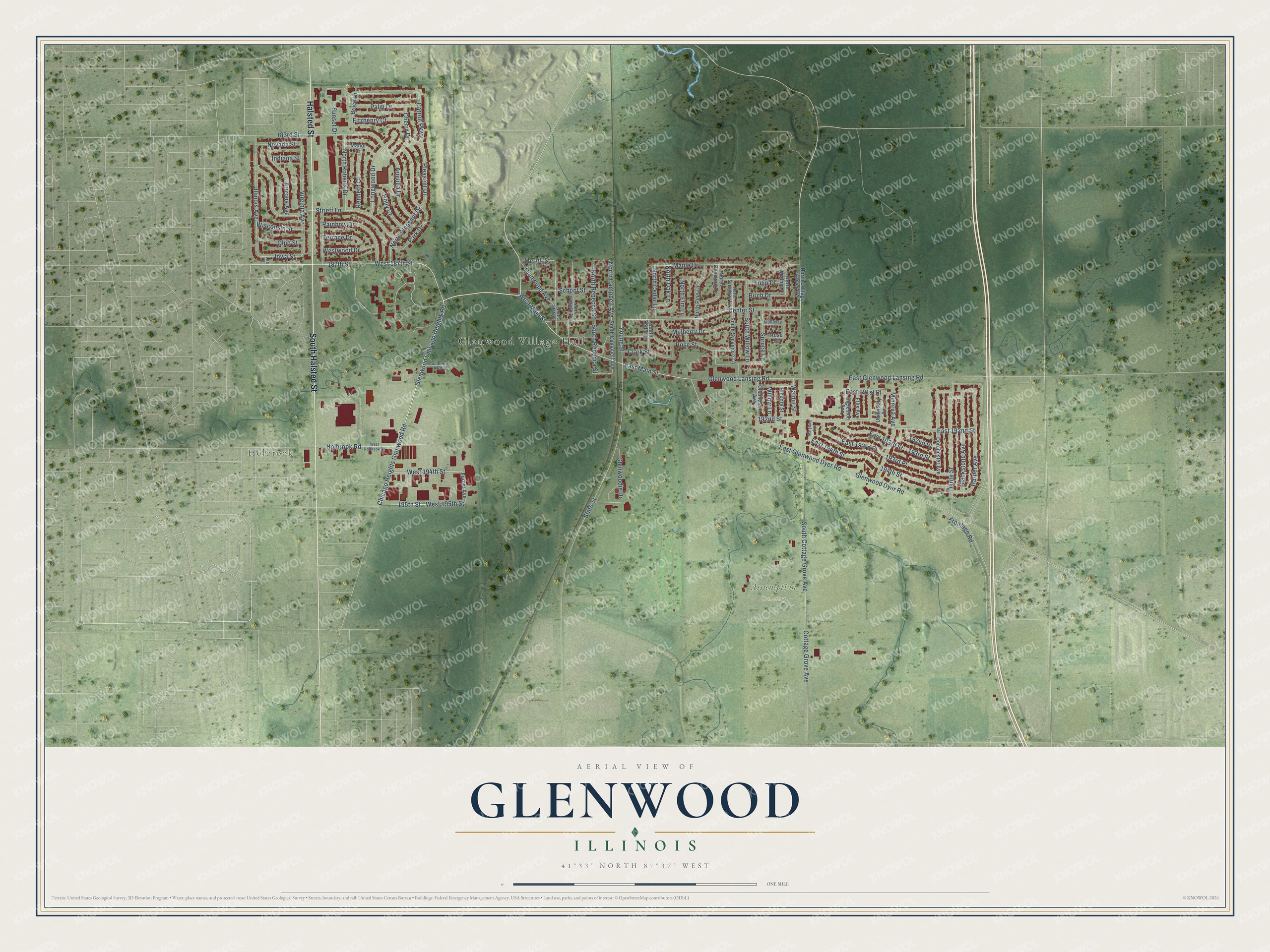 Watermarked full-map preview of Glenwood, Illinois